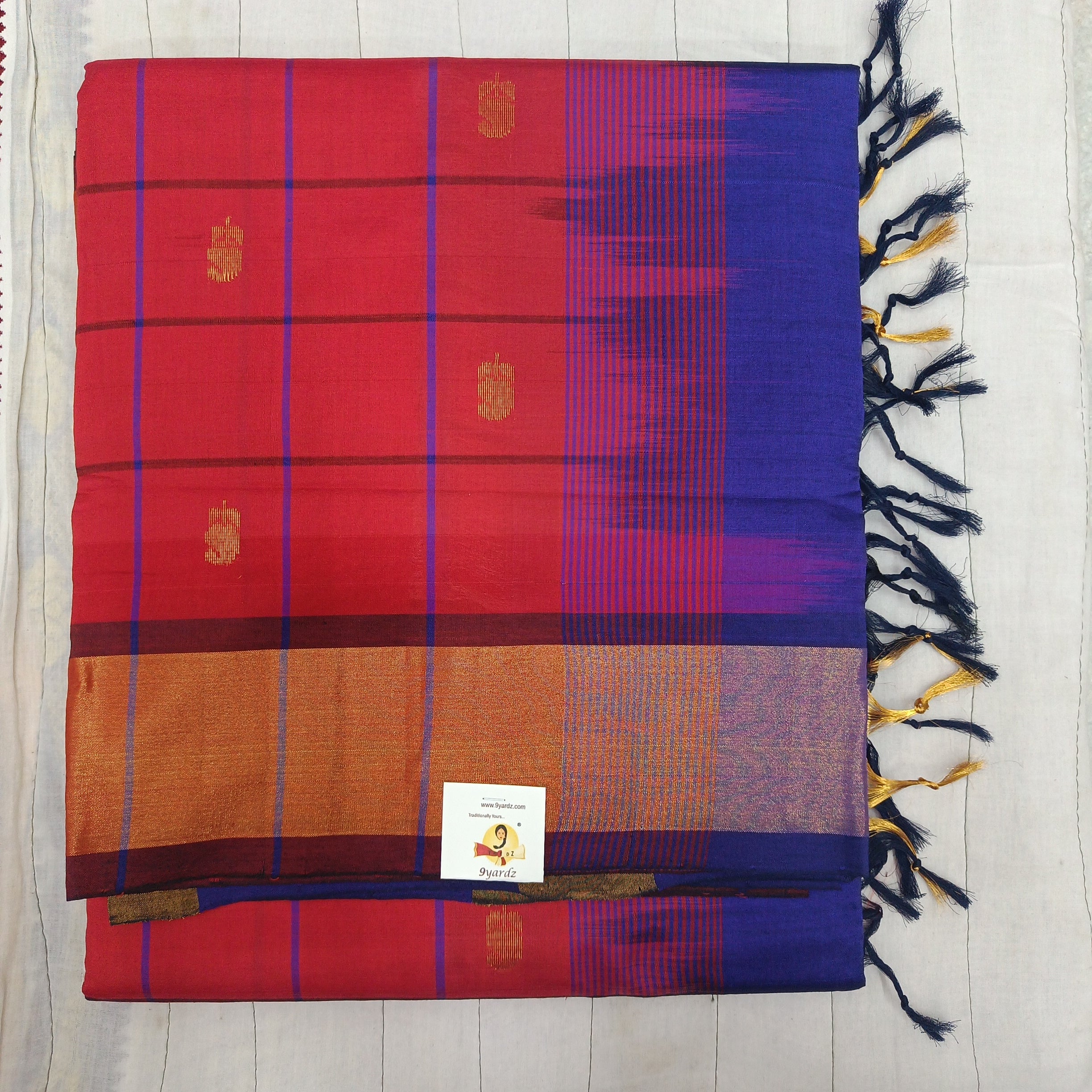 Semi silk checked with butta 6Yards