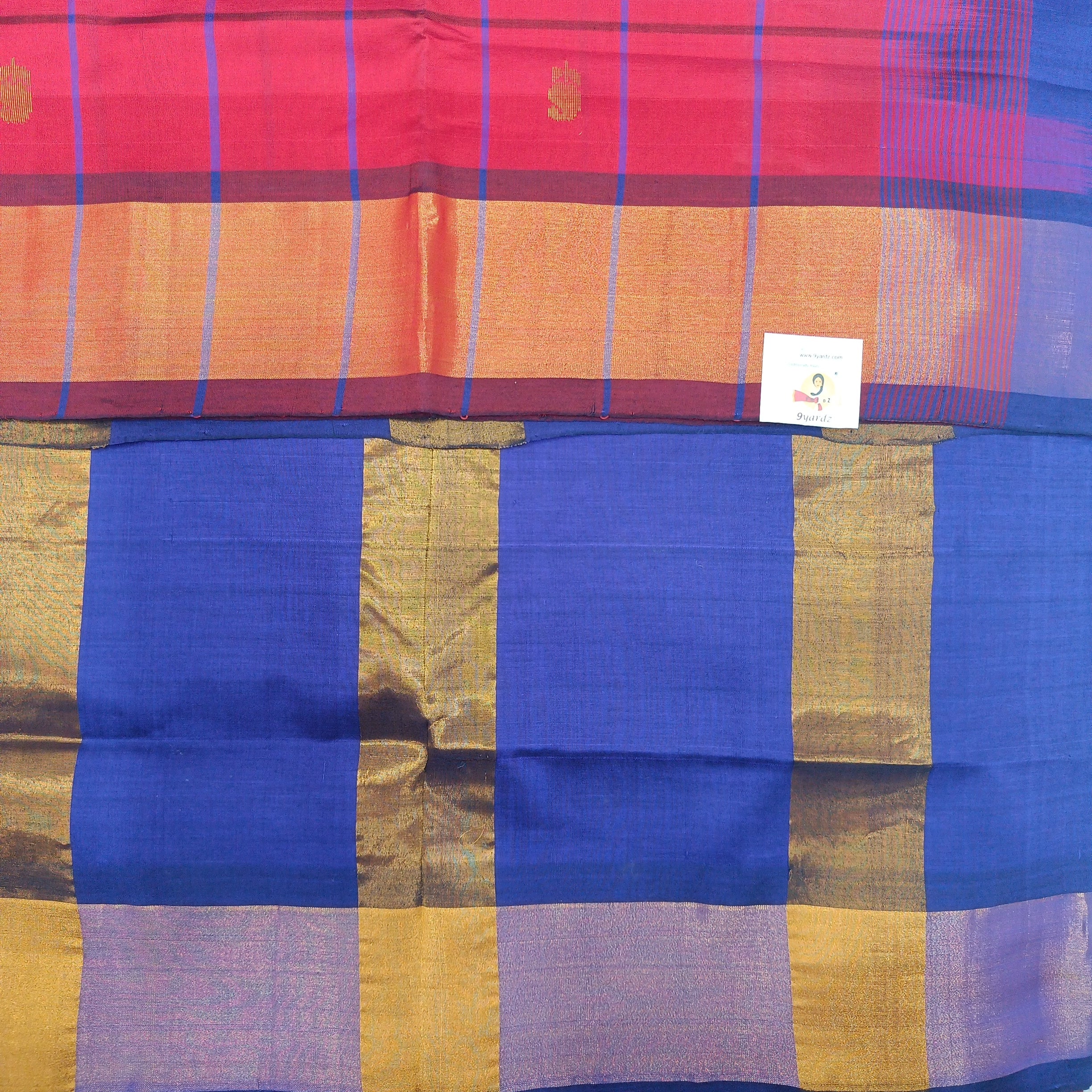 Semi silk checked with butta 6Yards