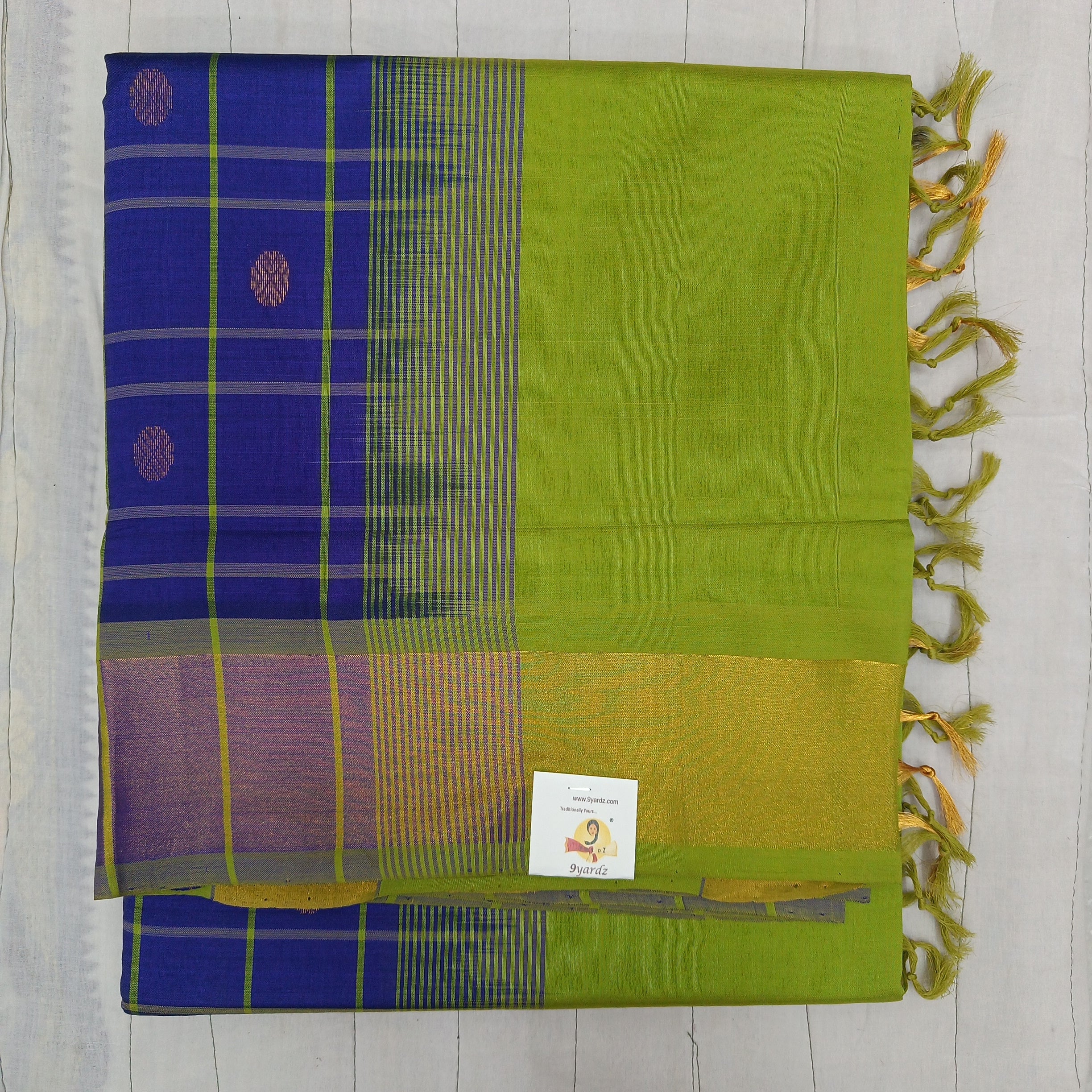 Semi silk checked with butta 6Yards
