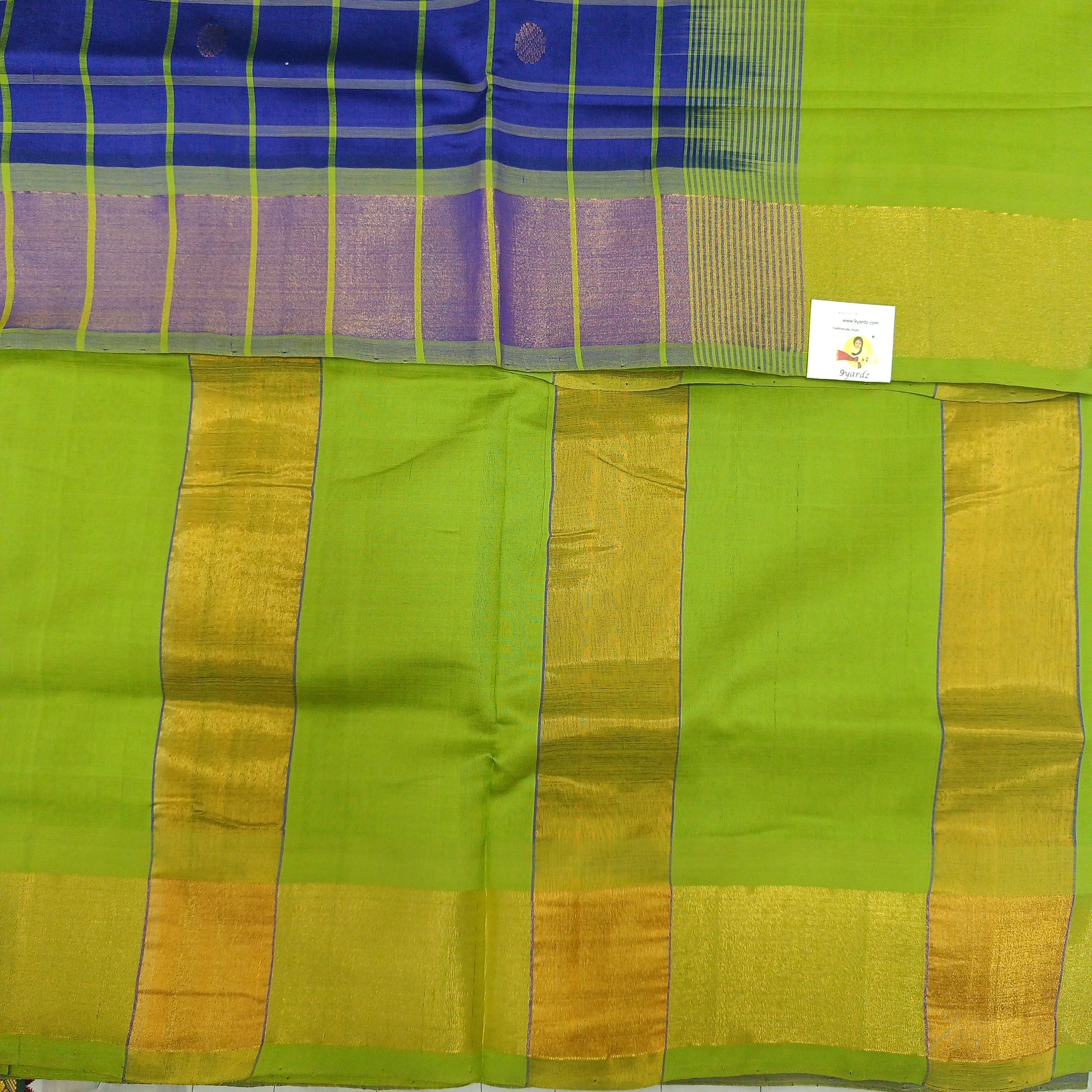 Semi silk checked with butta 6Yards