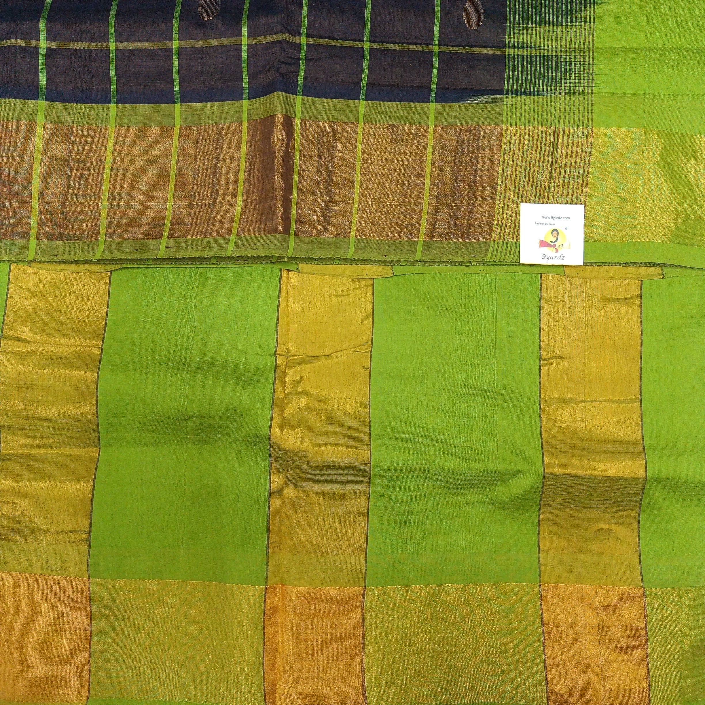Semi silk checked with butta 6Yards