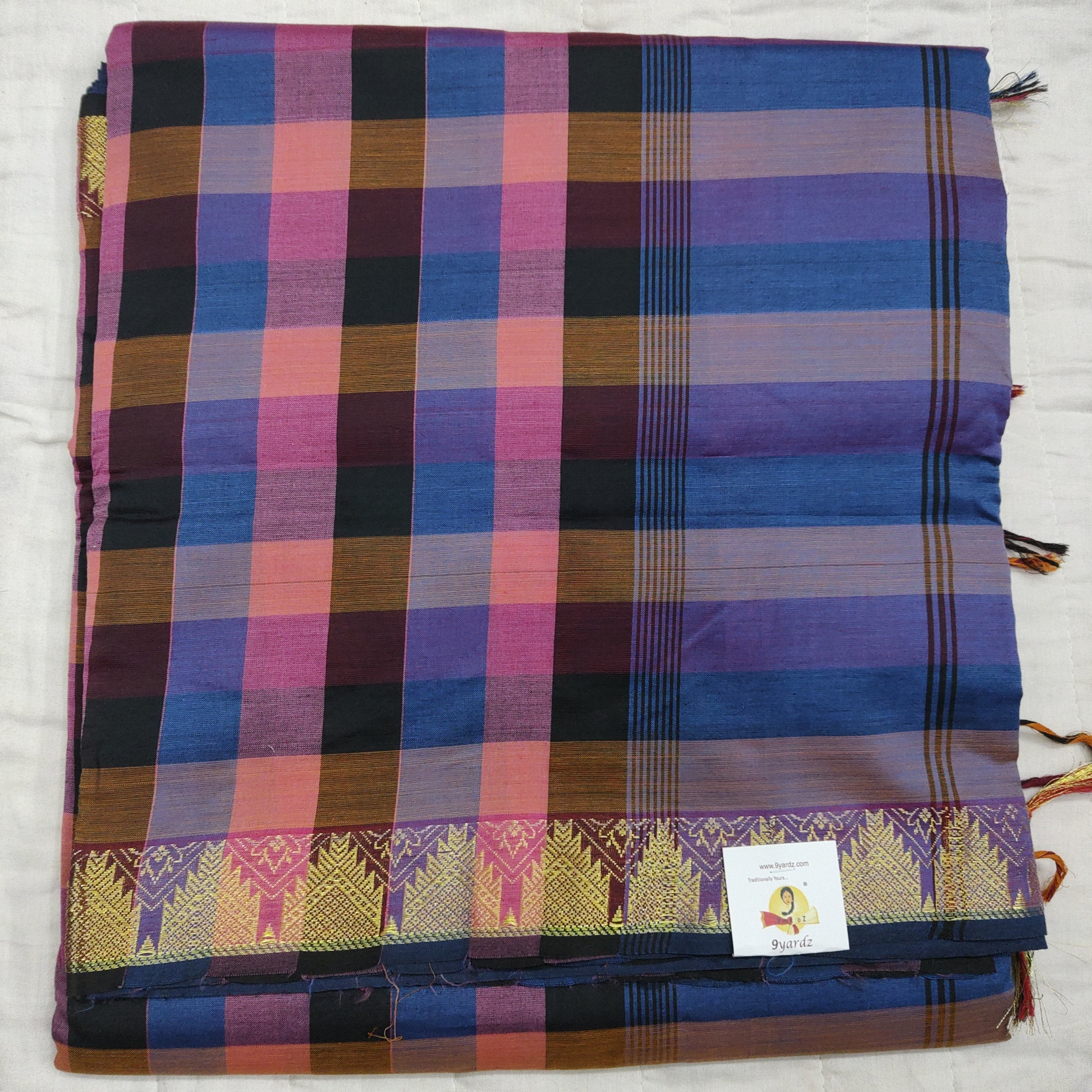 Semi silk cotton checked 6Yards
