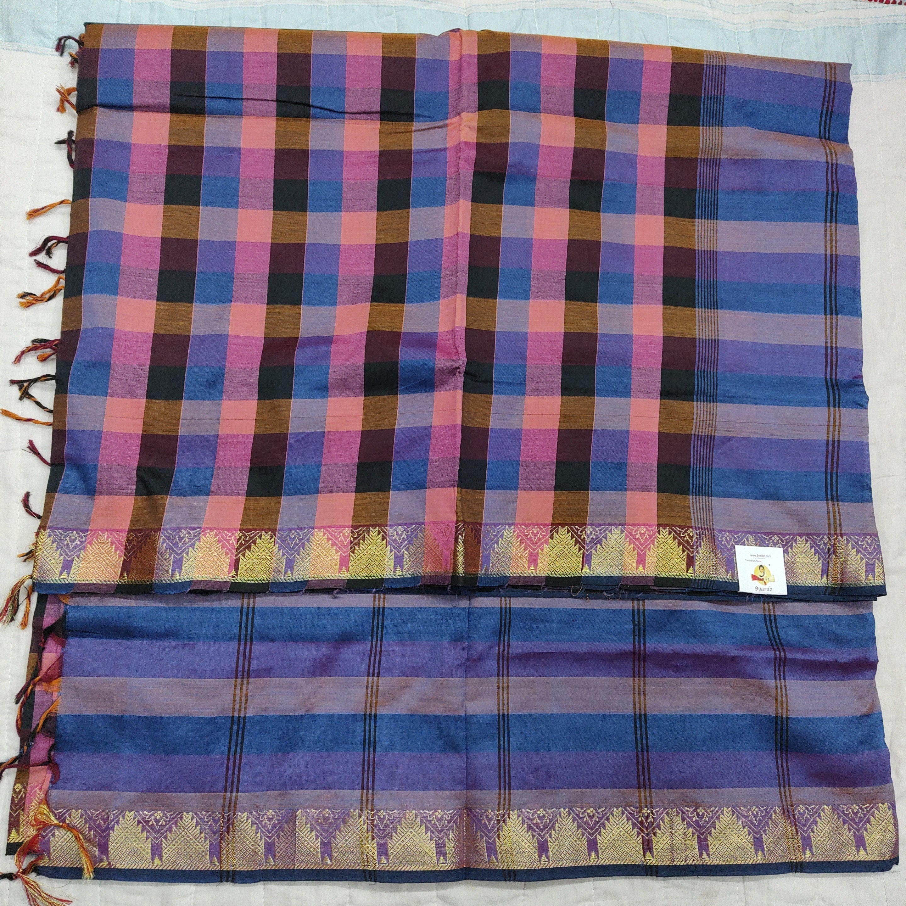 Semi silk cotton checked 6Yards
