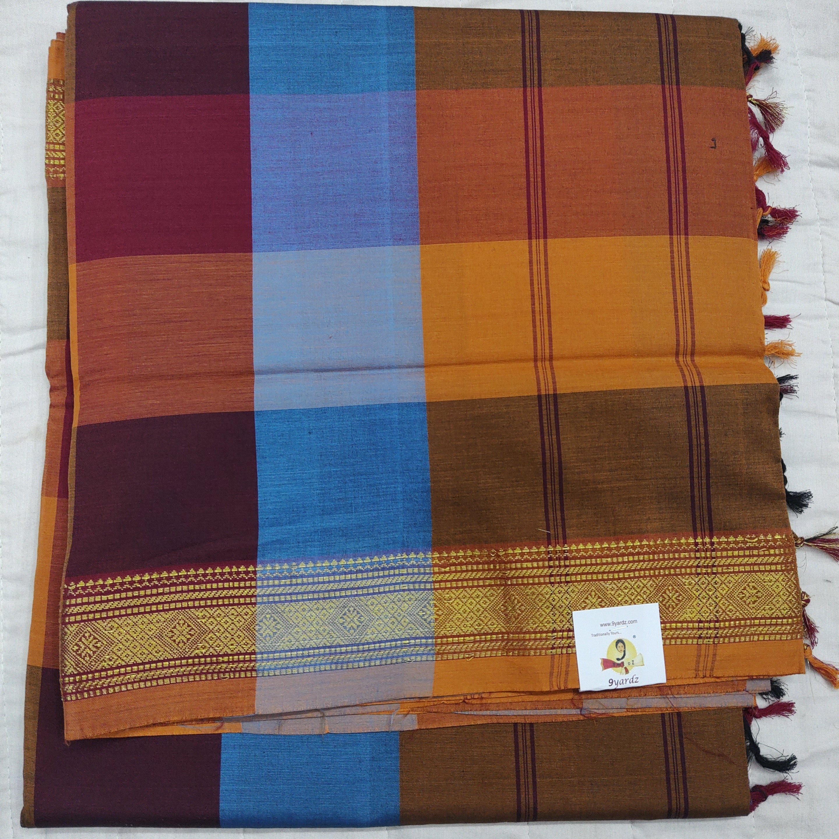 Semi silk cotton checked 6Yards