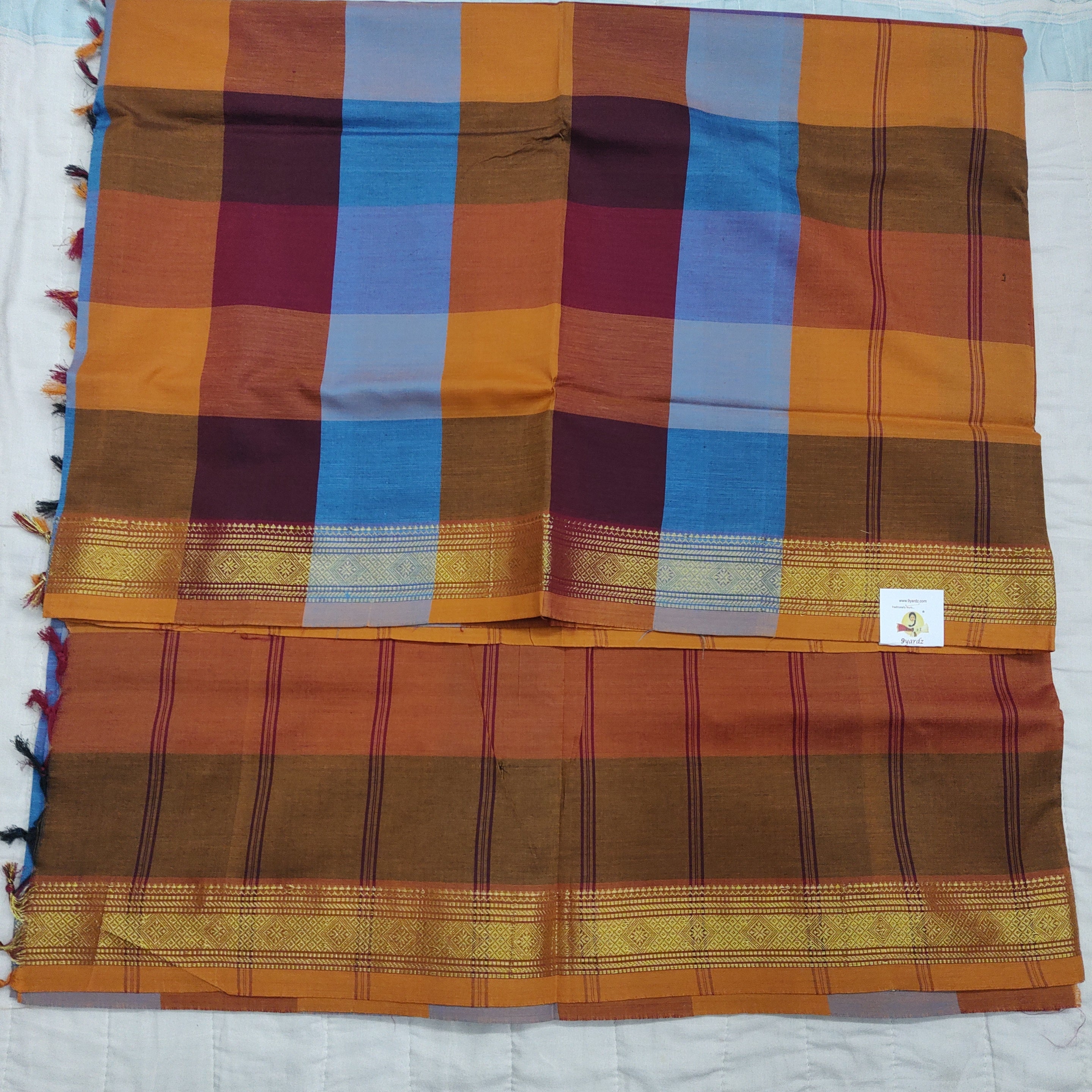 Semi silk cotton checked 6Yards