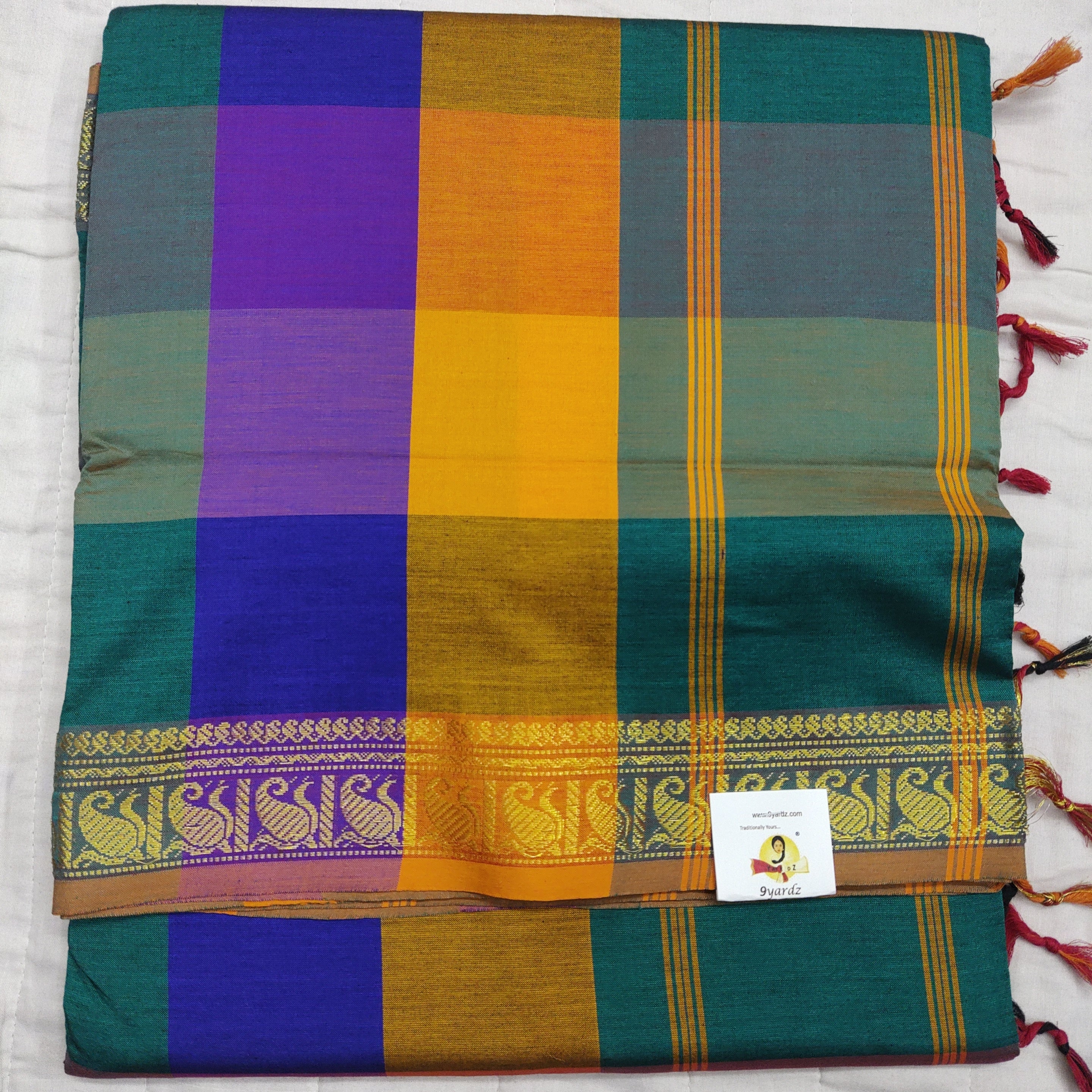 Semi silk cotton checked 6Yards