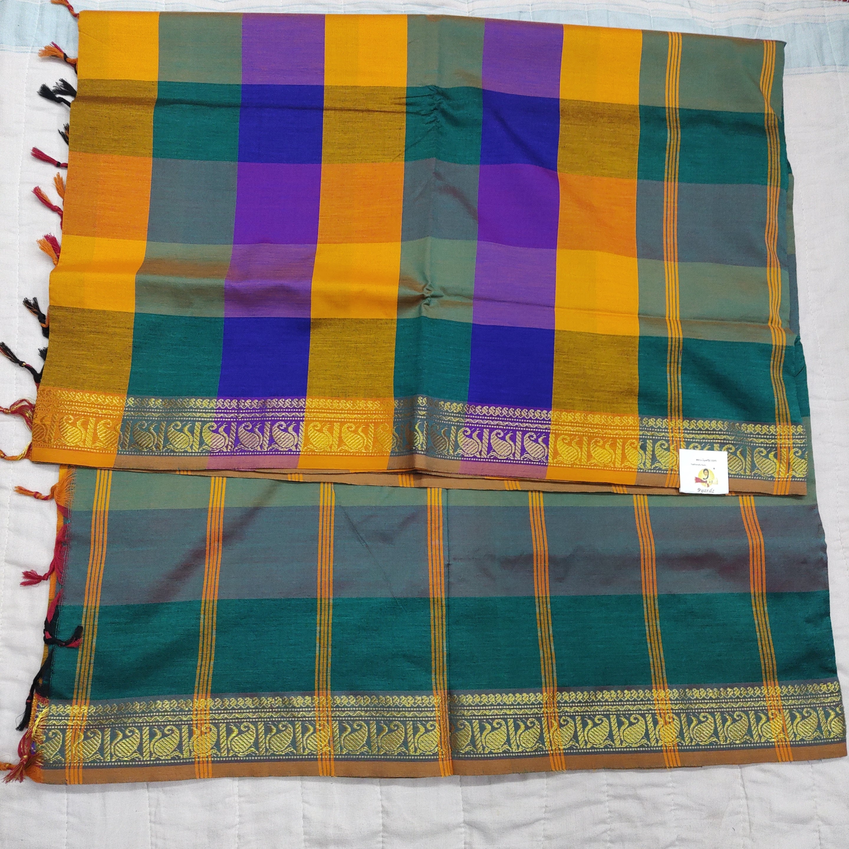 Semi silk cotton checked 6Yards