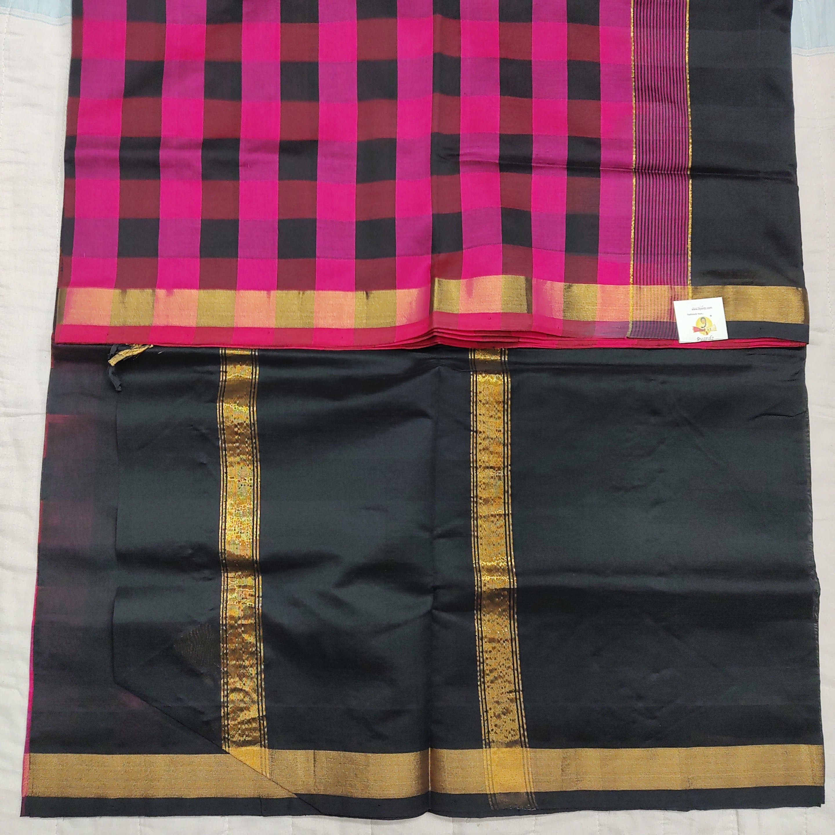 Semi silk cotton checked 6Yards