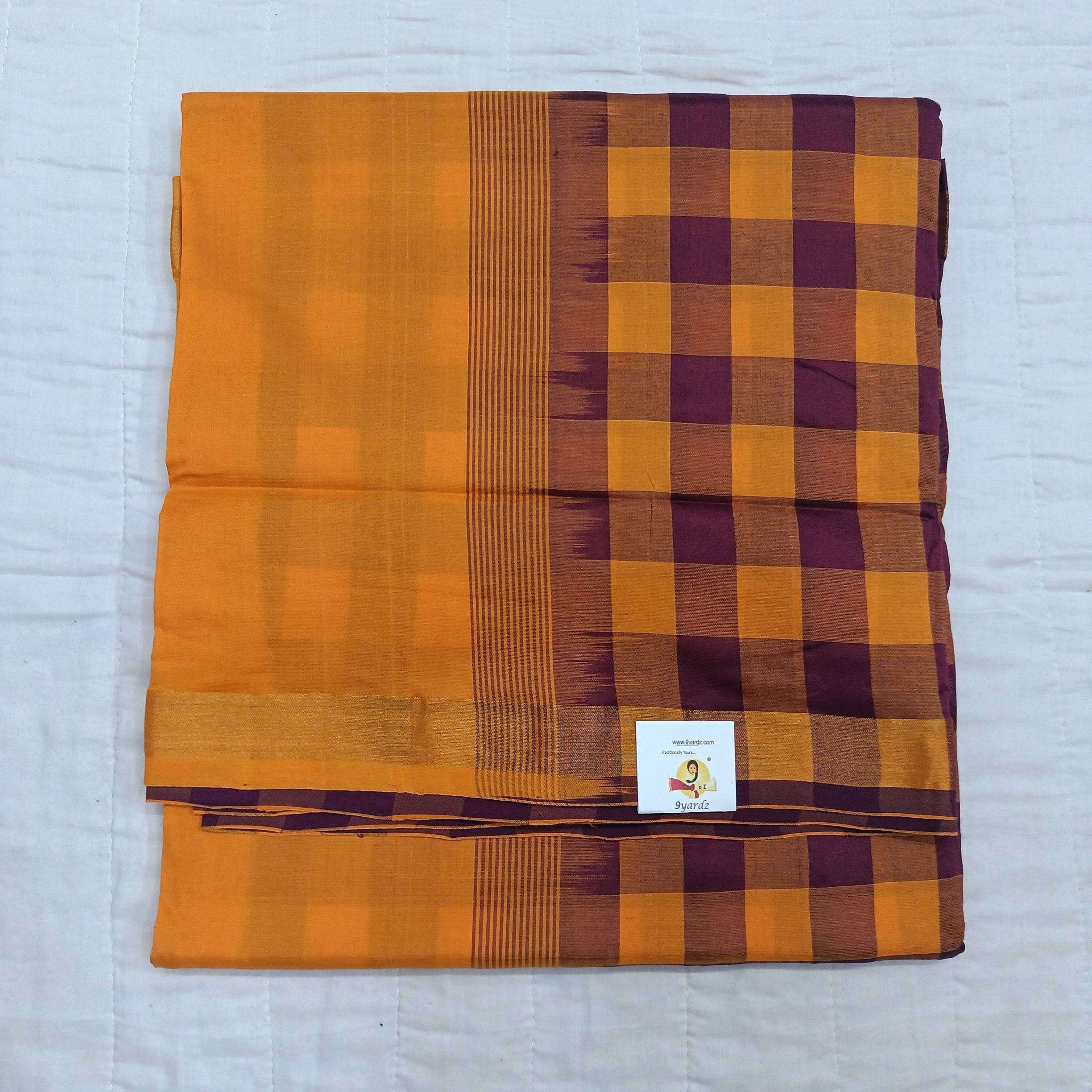 Semi silk cotton checked 6Yards