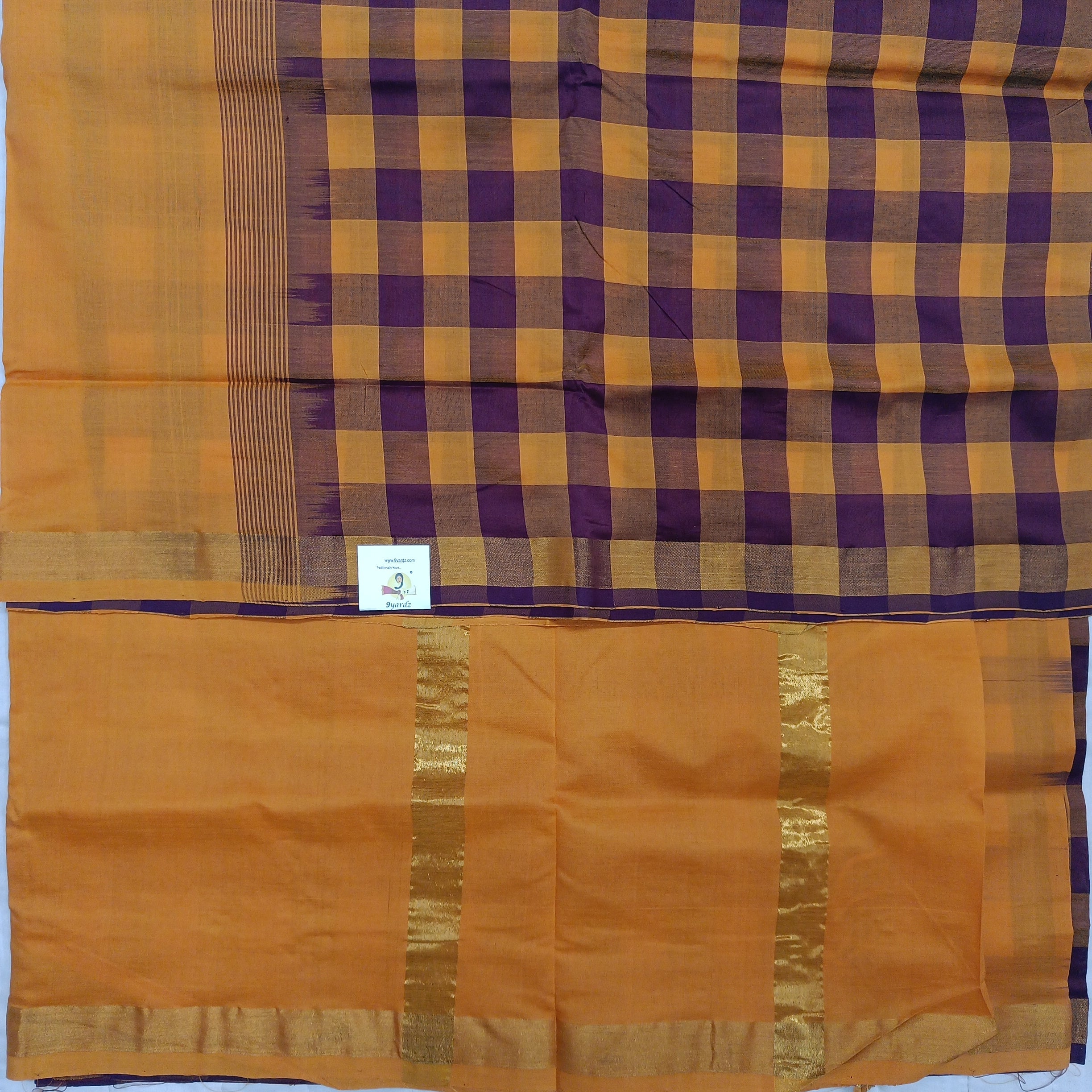 Semi silk cotton checked 6Yards
