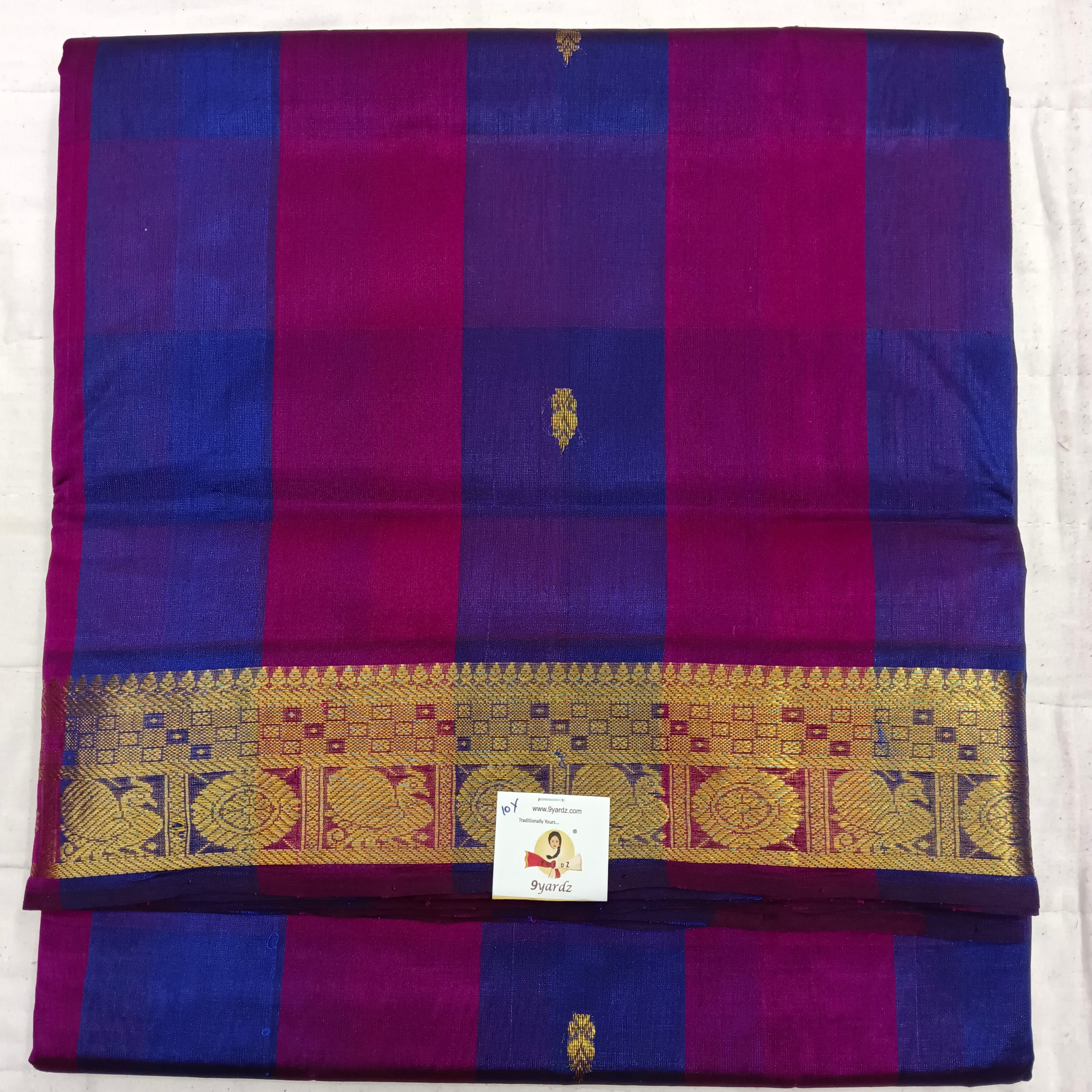 Pure silk cotton- pazhum pazhamum kattam with butta, 10yards (madisar)