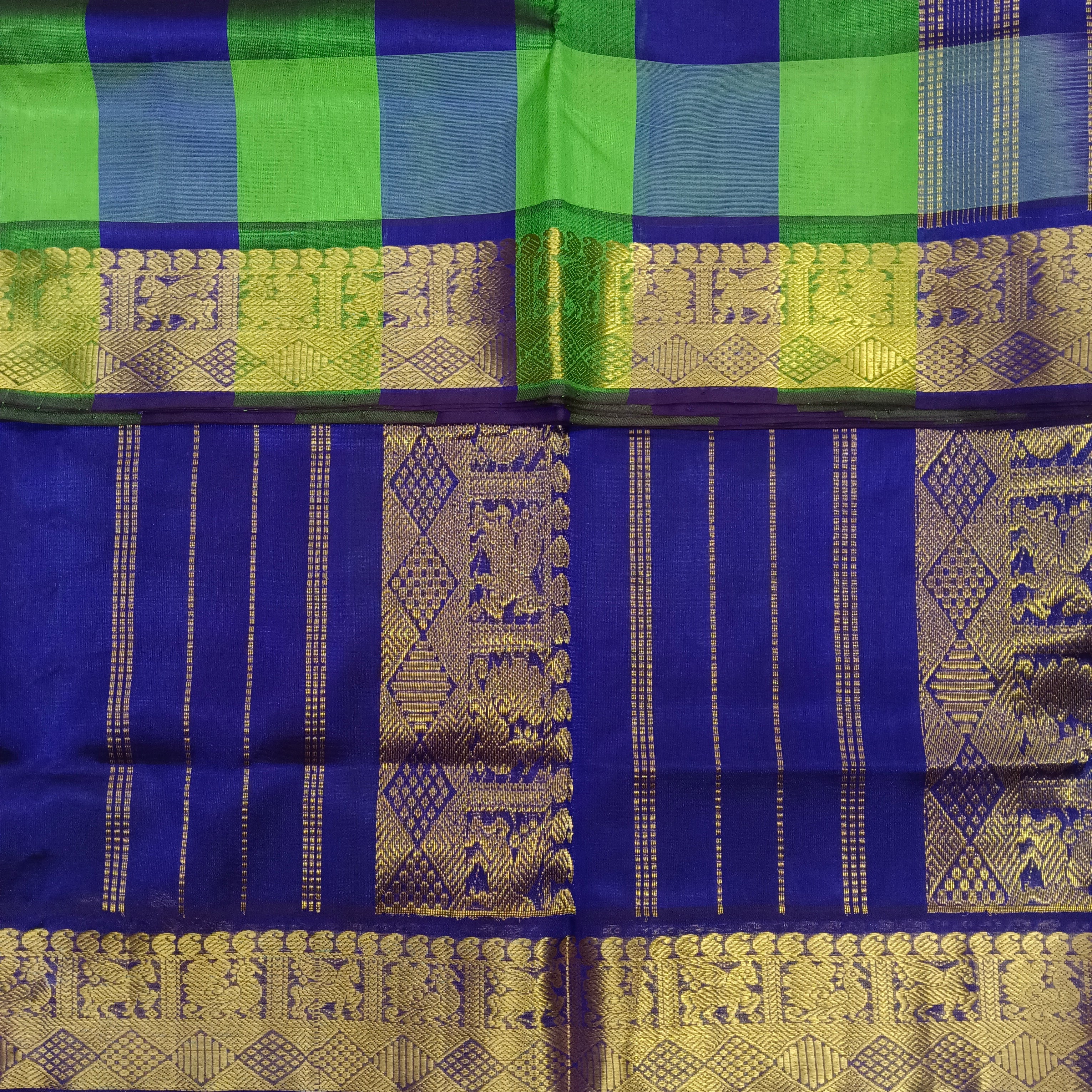 Pure silk cotton zari  Pazhum Pazhamum Check