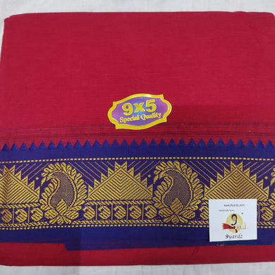 Cotton Colour Dhothi 9*5 3 inch zari border