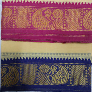 Cotton Colour  Dhothi 9*5 3 inch Zari border