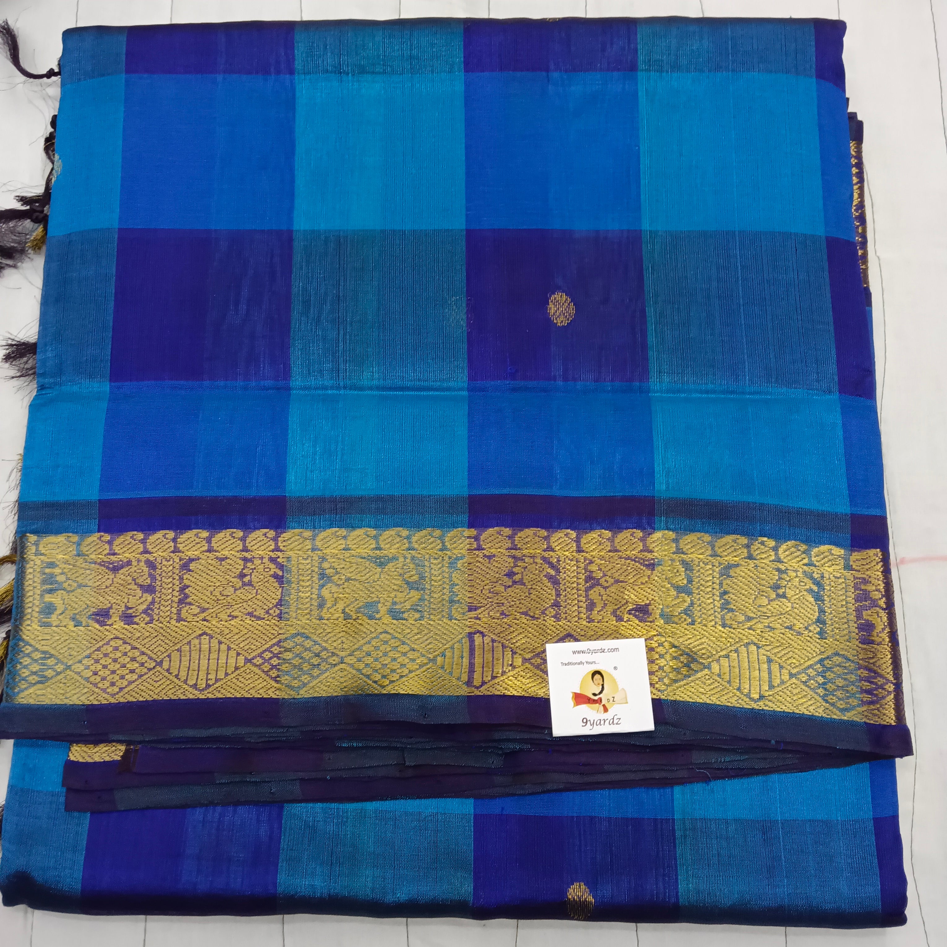 Pure silk cotton- palum pazhamum kattam with butta, 10yards (madisar)