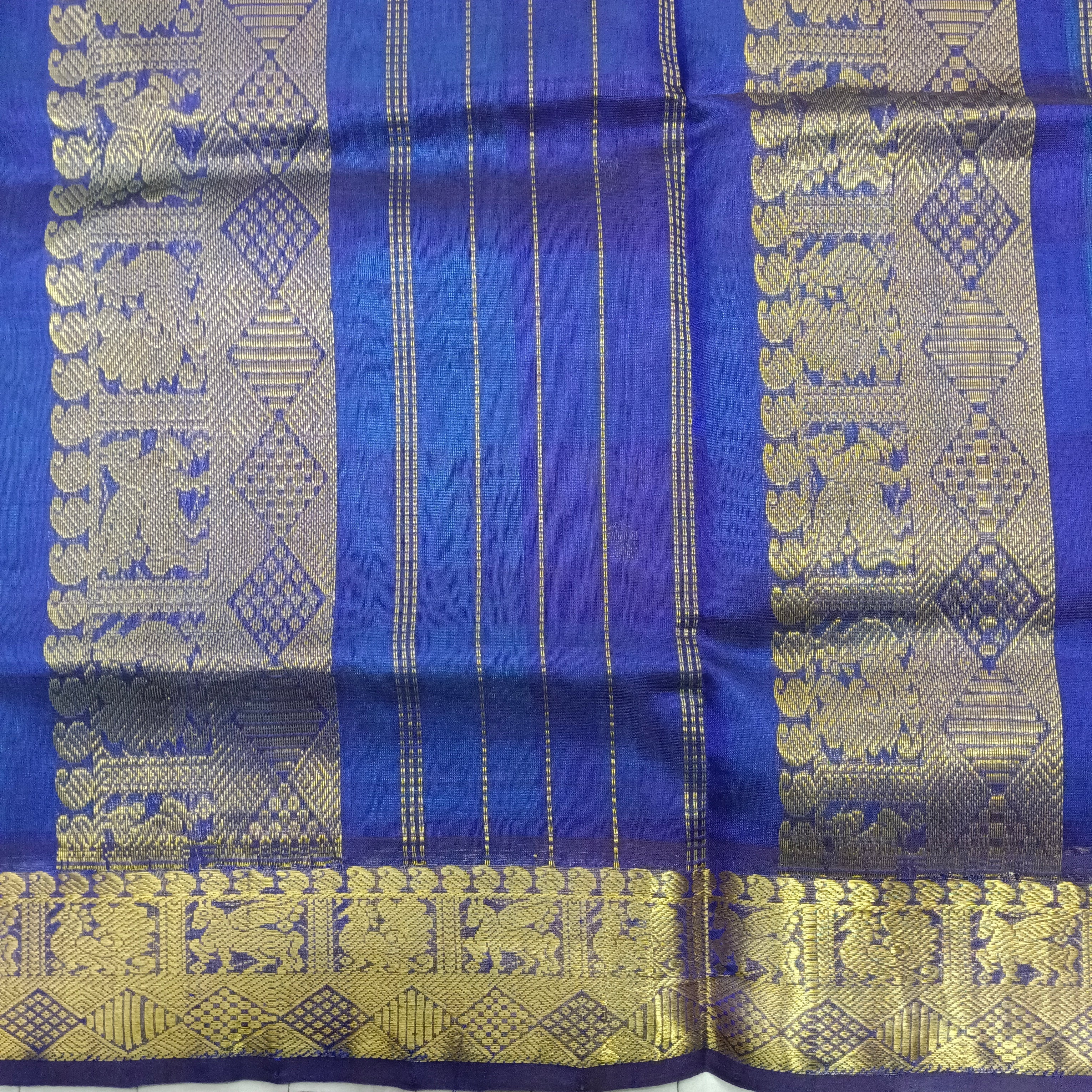 Pure silk cotton- palum pazhamum kattam with butta, 10yards (madisar)