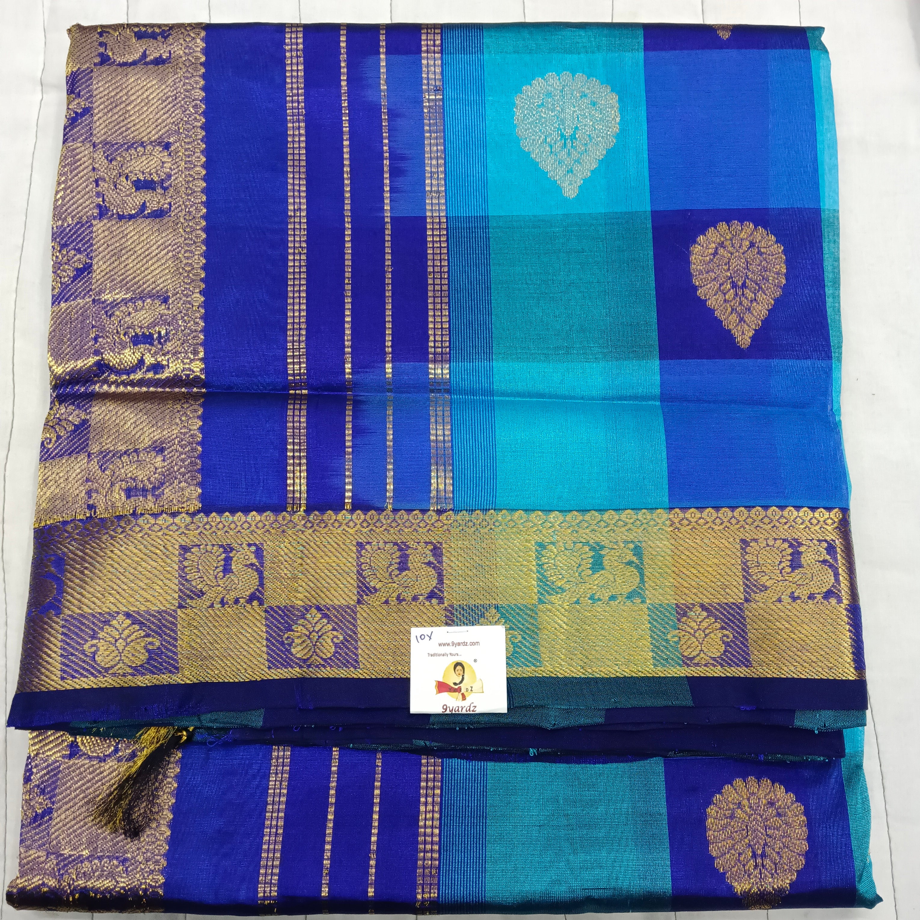Pure silk cotton- pazhum pazhamum kattam with butta, 10yards (madisar)
