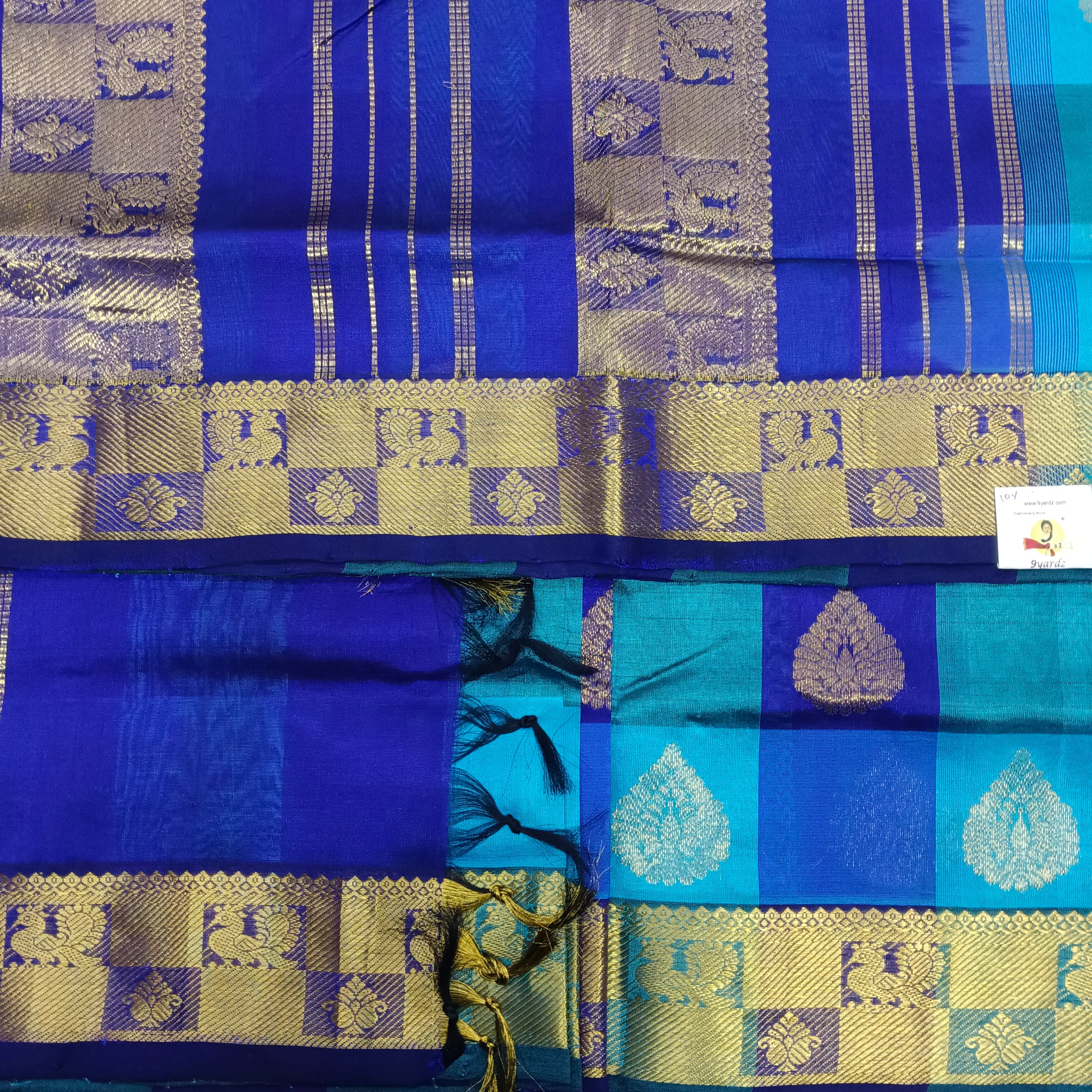 Pure silk cotton- pazhum pazhamum kattam with butta, 10yards (madisar)