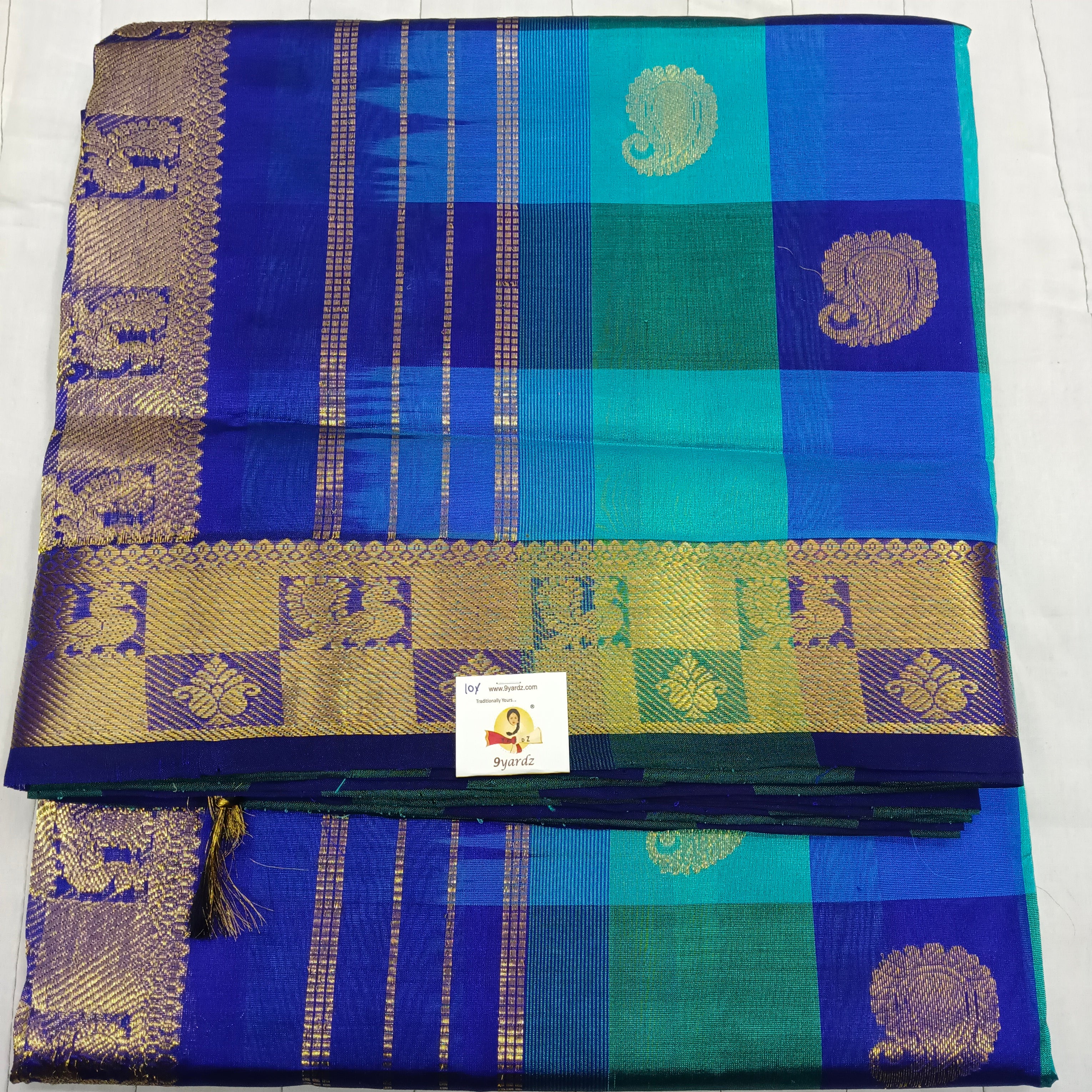 Pure silk cotton- pazhum pazhamum kattam with butta, 10yards (madisar)