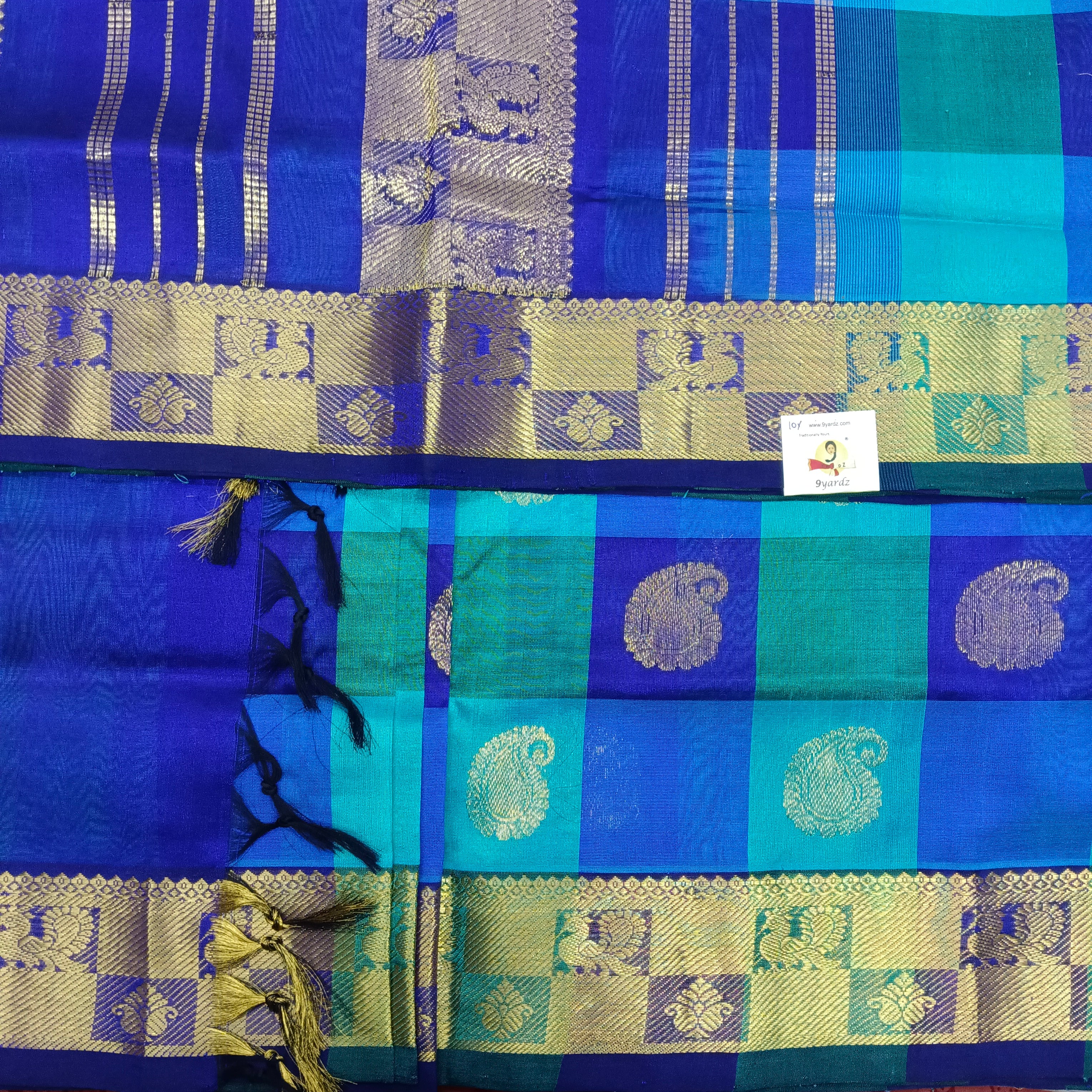 Pure silk cotton- pazhum pazhamum kattam with butta, 10yards (madisar)