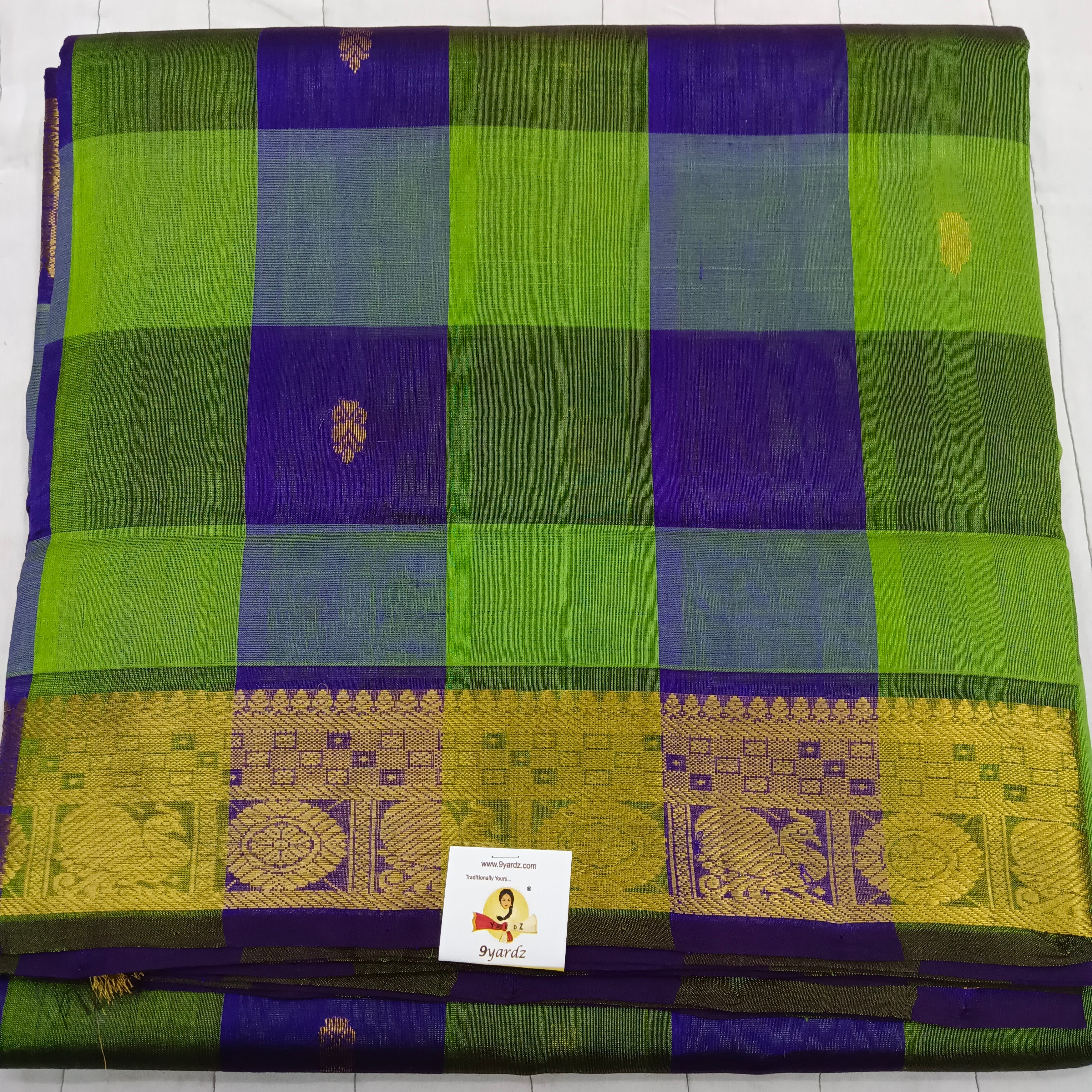 Pure silk cotton- pazhum pazhamum kattam with butta, 10yards (madisar)