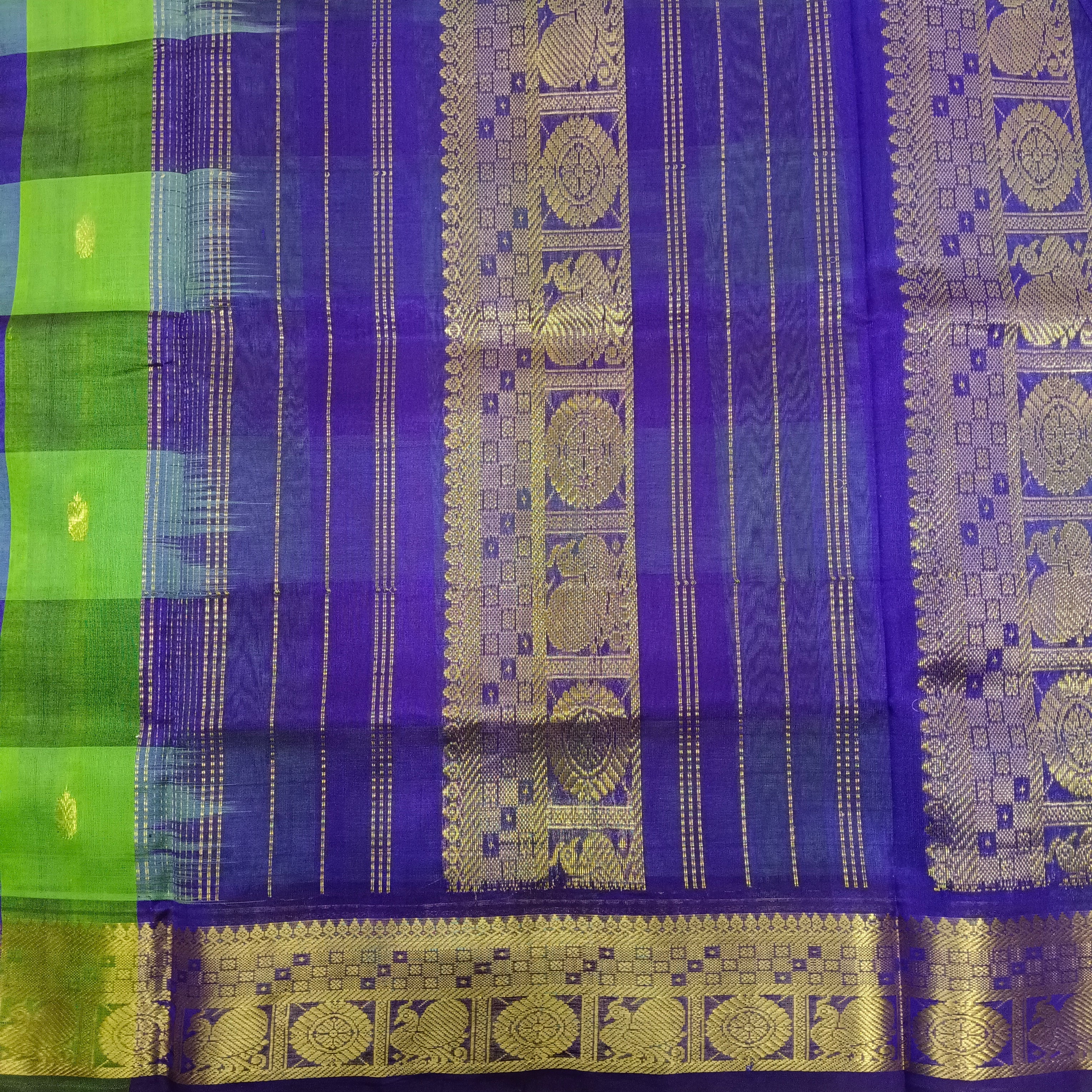 Pure silk cotton- pazhum pazhamum kattam with butta, 10yards (madisar)