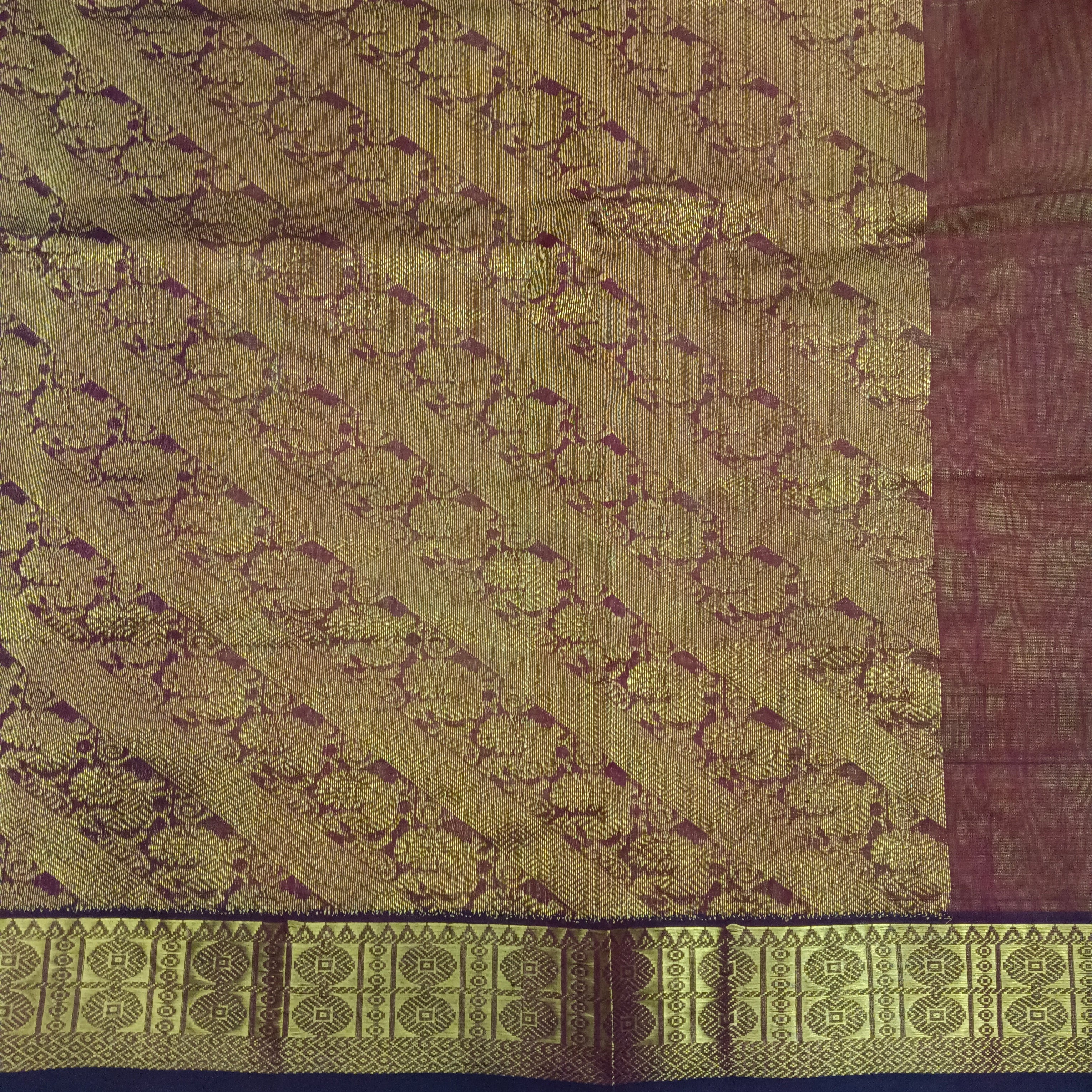 Pure silk cotton- Reverse Pallu- Semi Korvai