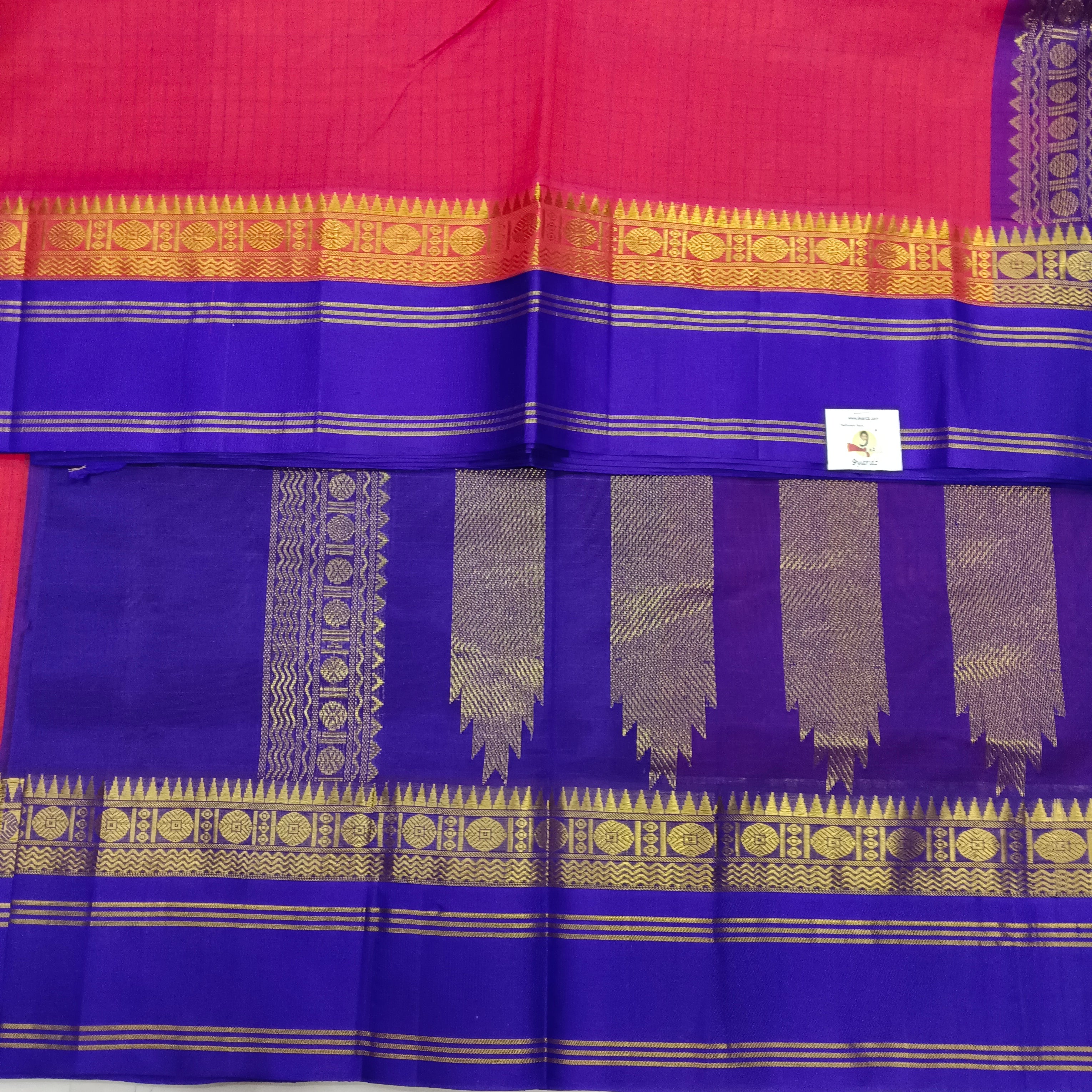Pure Silk Cotton Korvai 6Yards - Thread Checked