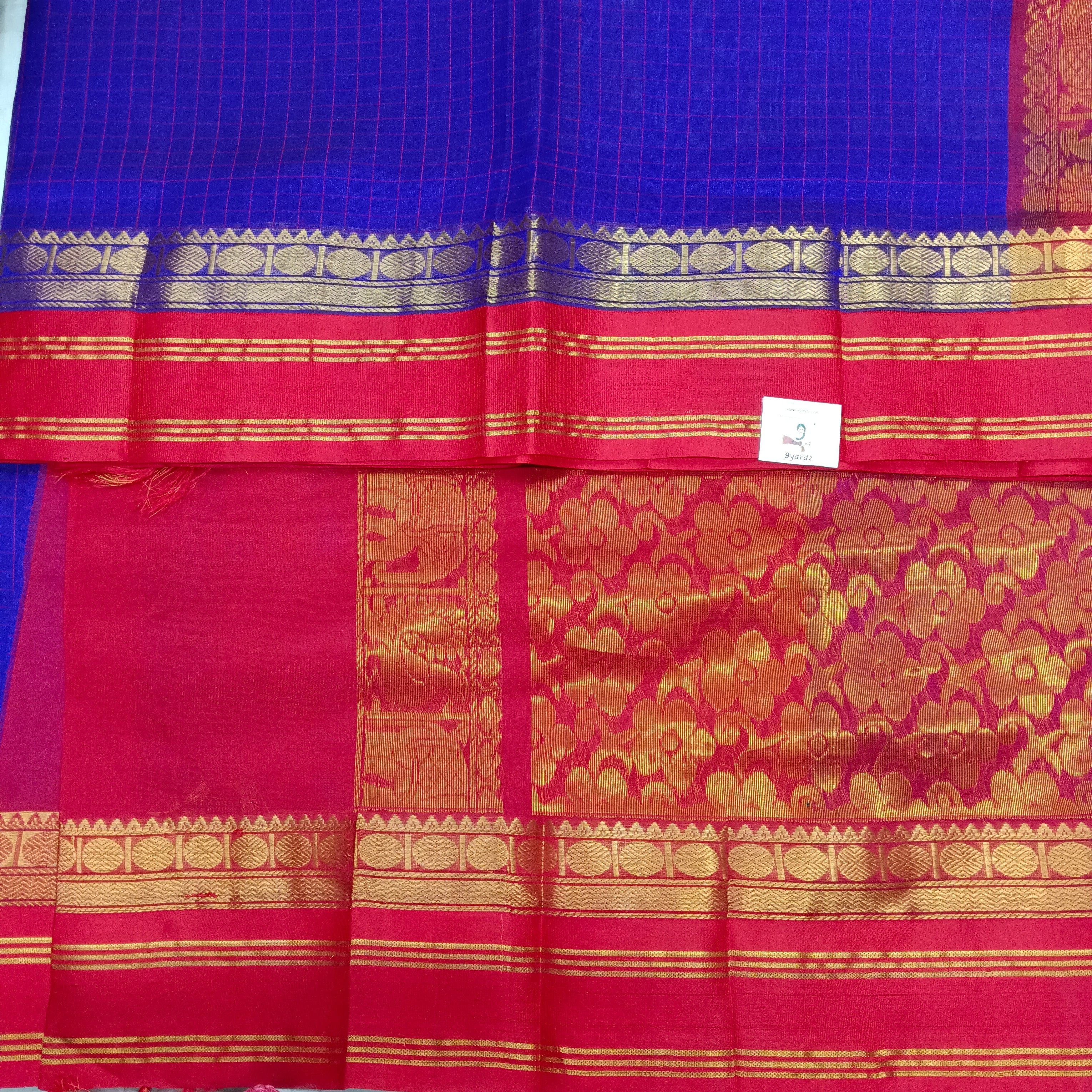 Pure Silk Cotton Korvai 6Yards - Thread Checked