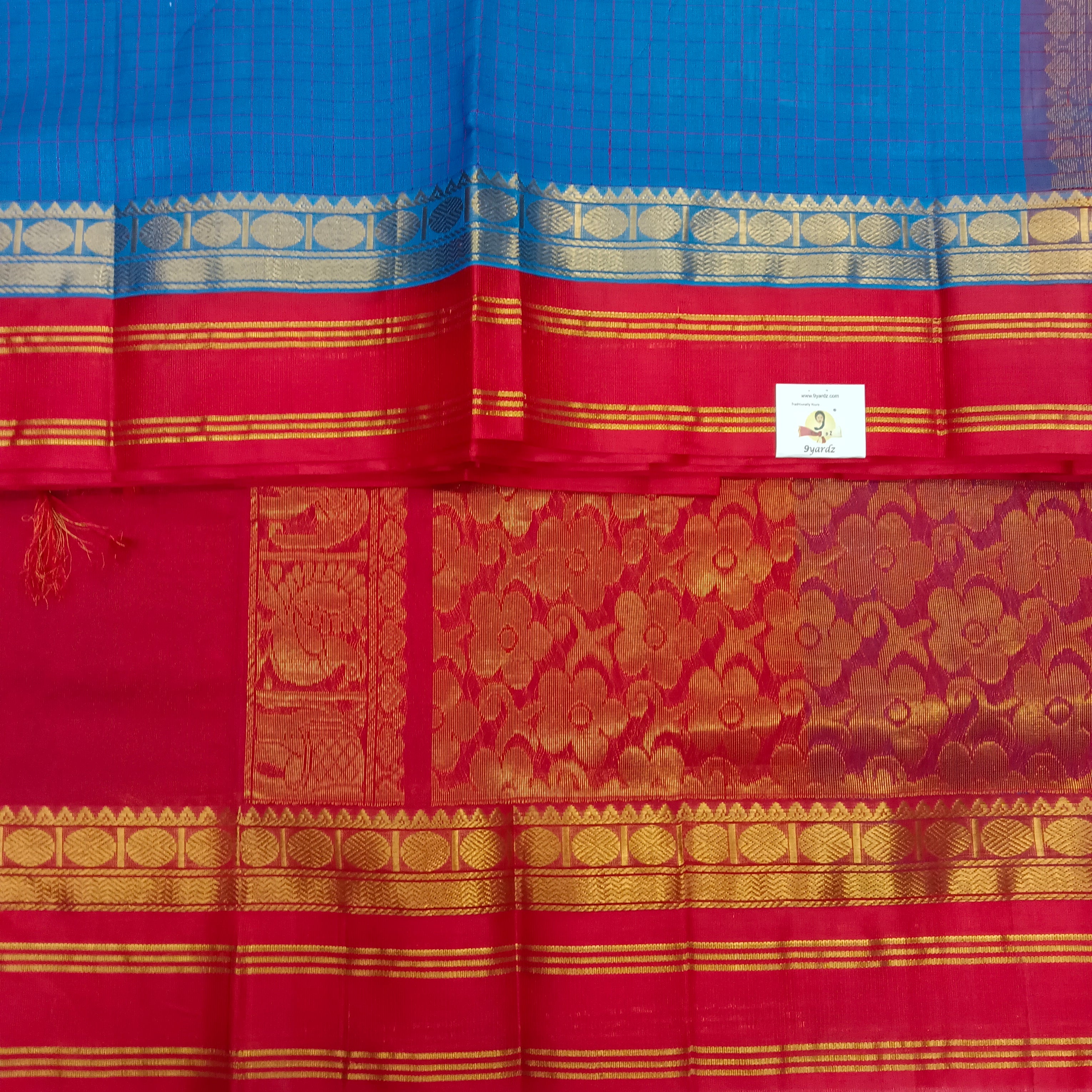 Pure Silk Cotton Korvai 6Yards - Thread Checked