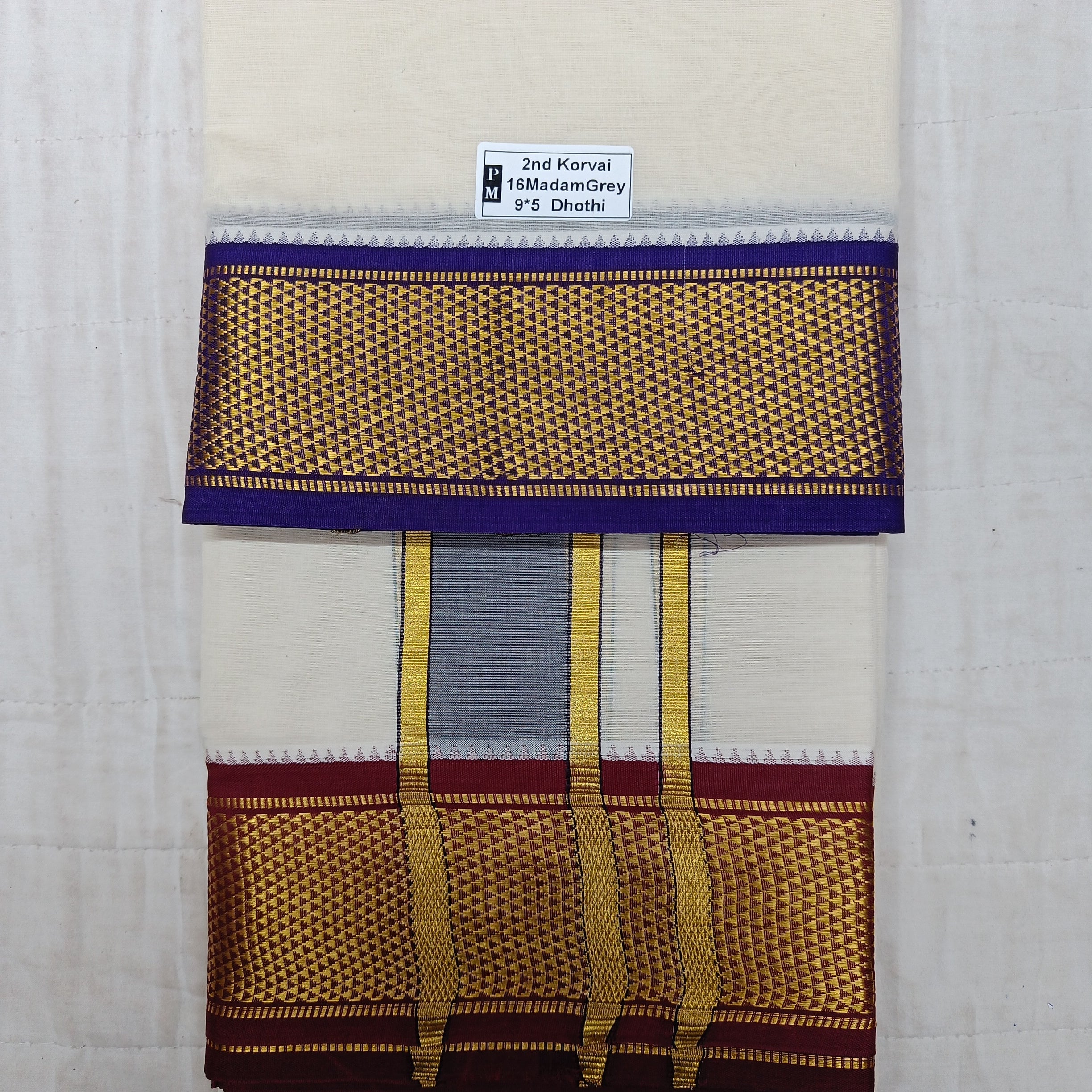 Pure cotton Muhurtham dhoti 9*5 16 maadampet