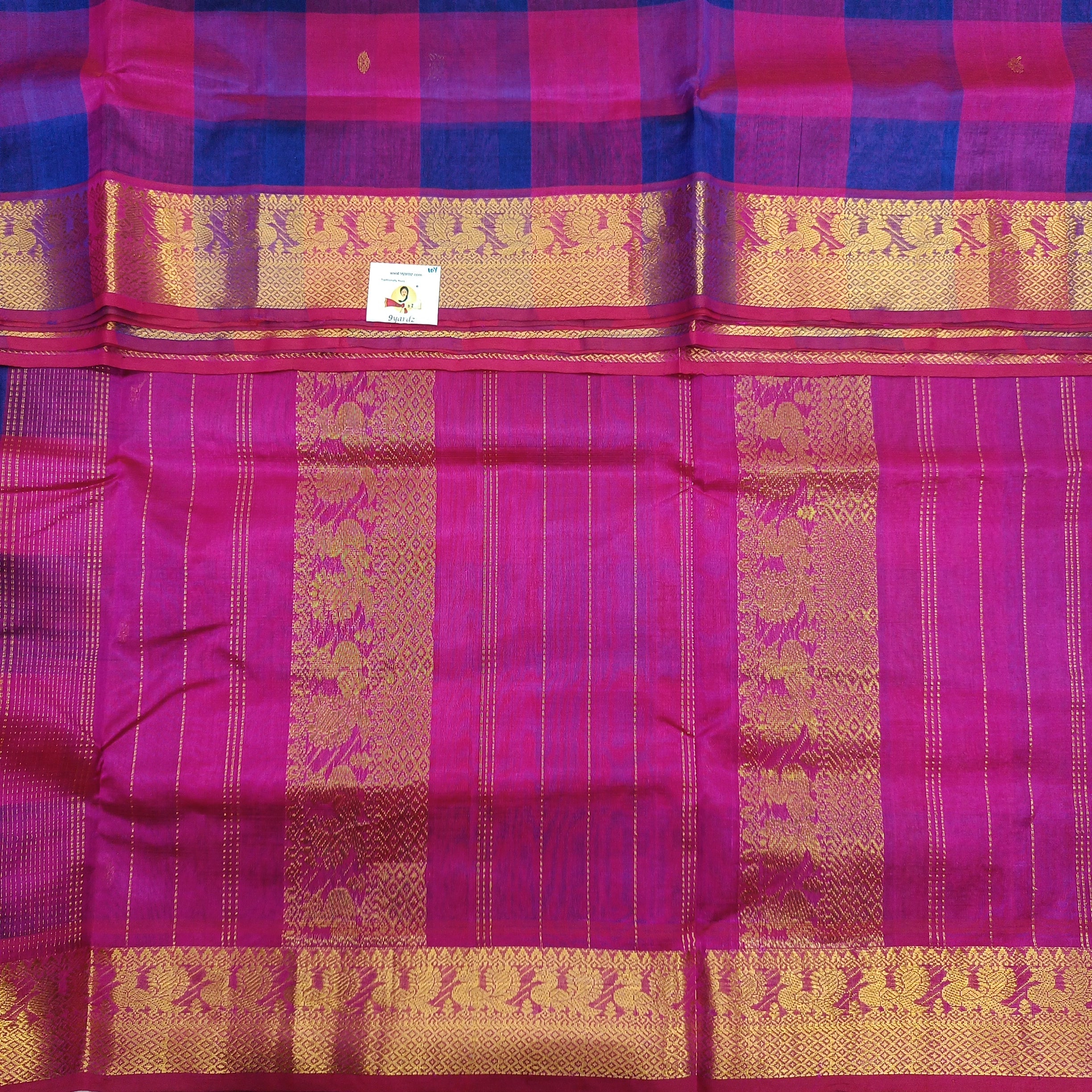 Pure silk cotton- pazhum pazhamum kattam with butta, 10yards (madisar)