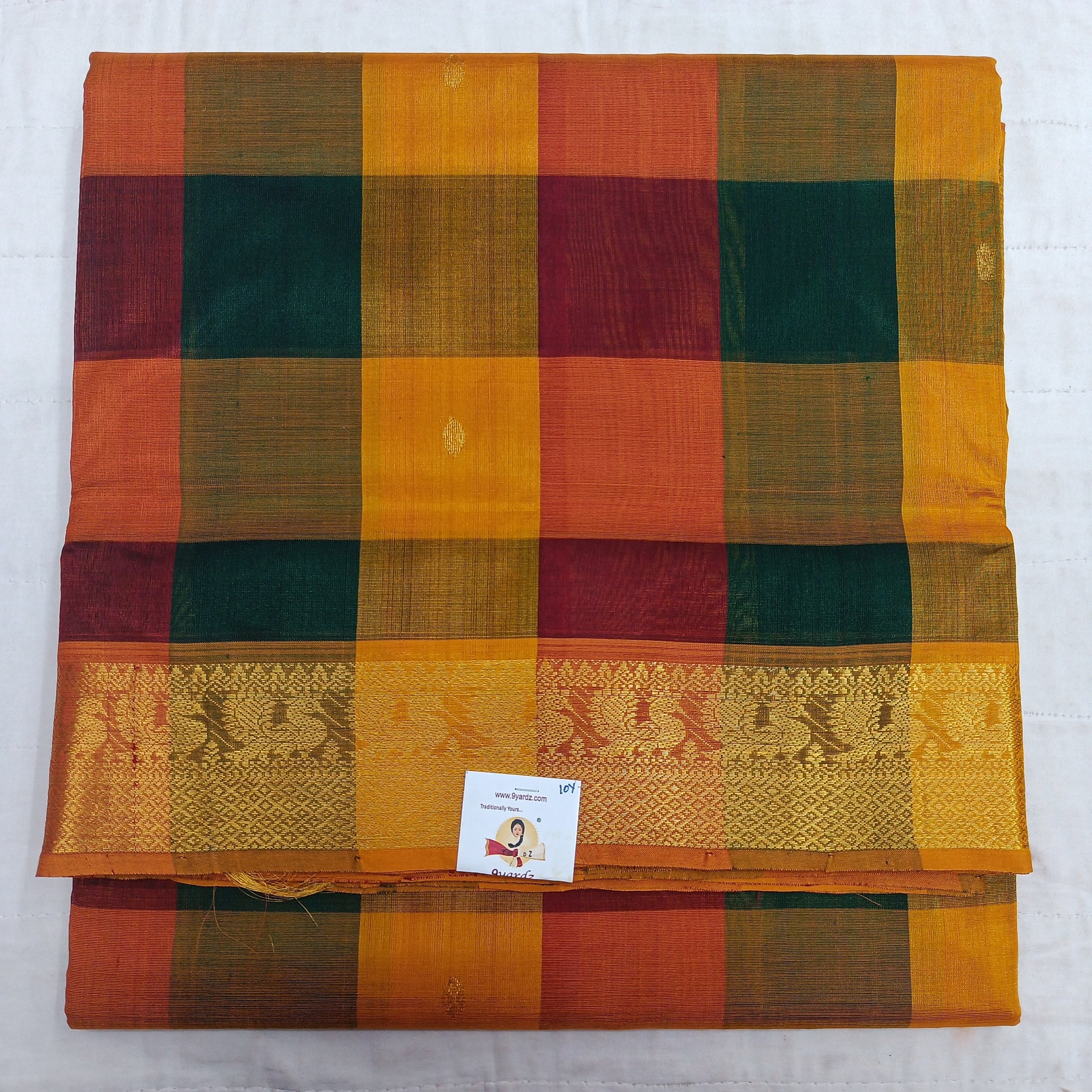 Pure silk cotton- pazhum pazhamum kattam with butta, 10yards (madisar)