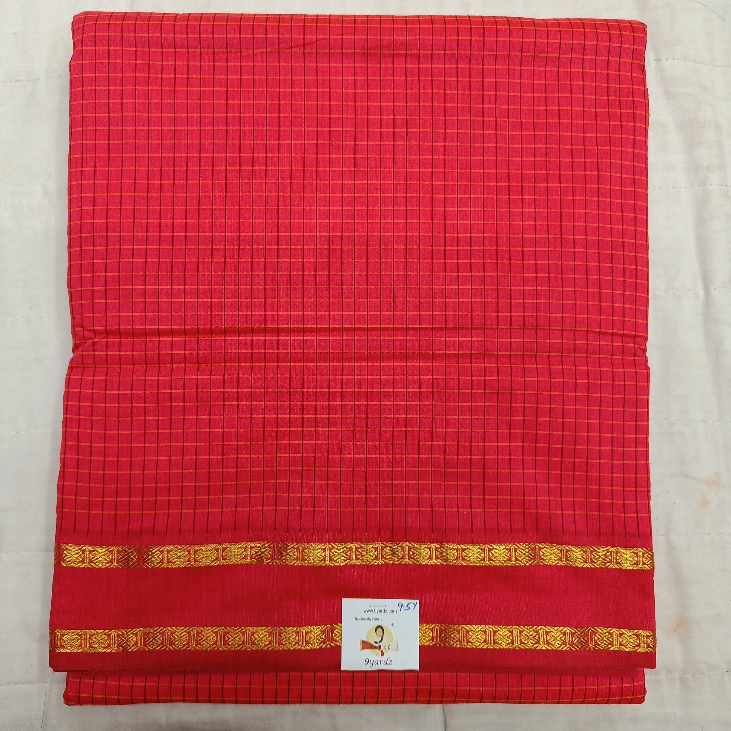 Kalyani Cotton checked madisar 9.5yardz