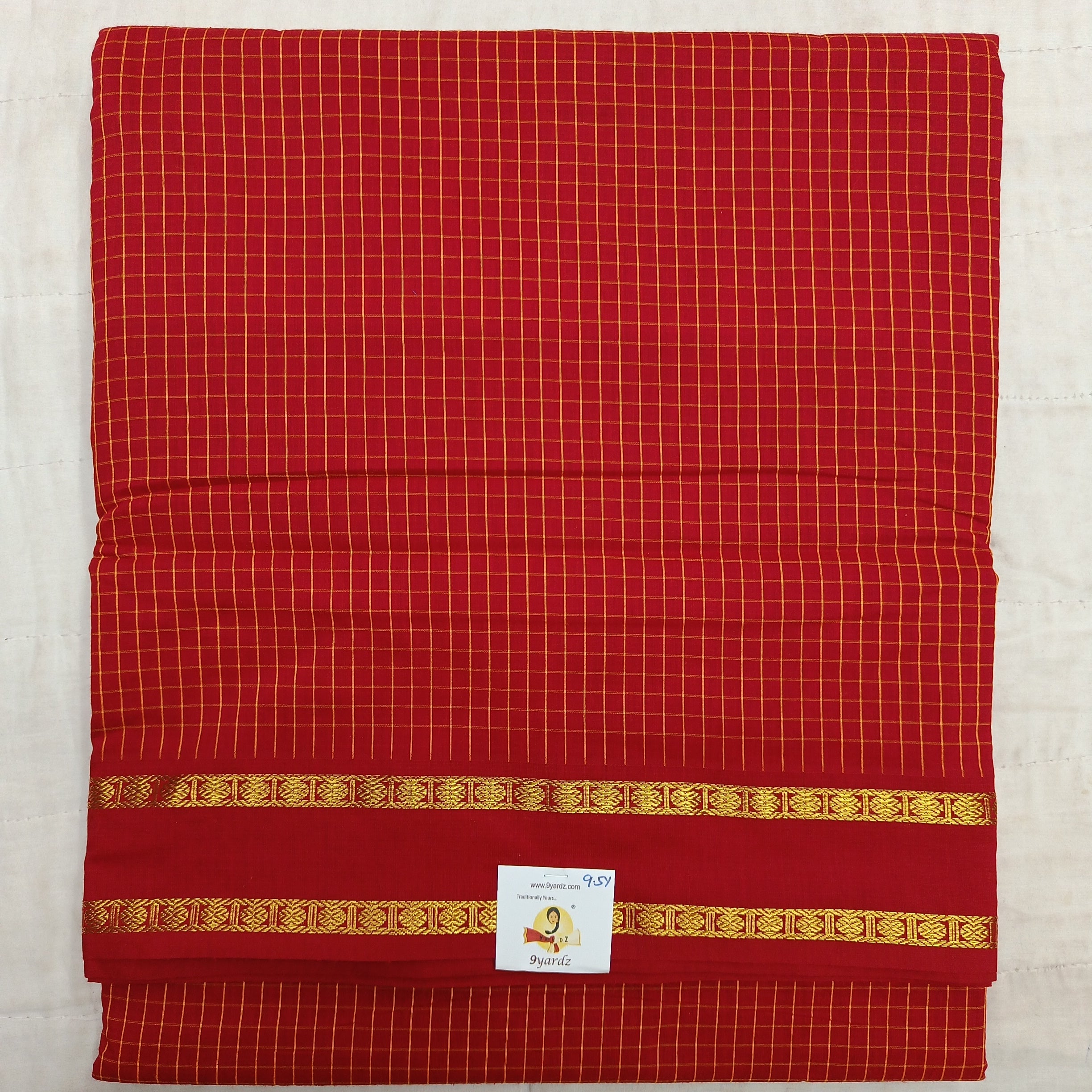 Kalyani Cotton checked madisar 9.5yardz