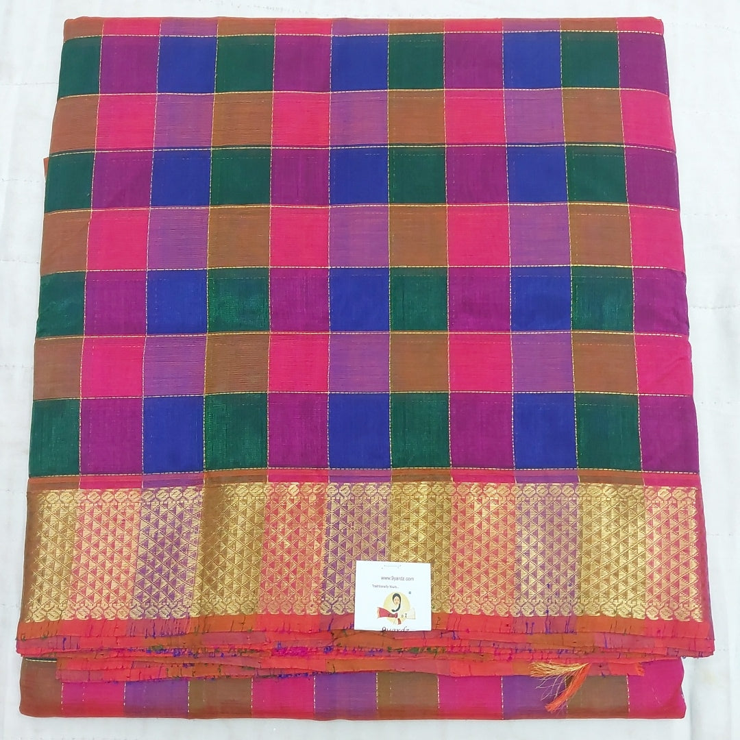 Pure silk cotton- pazhum pazhamum kattam with butta, 10yards (madisar)