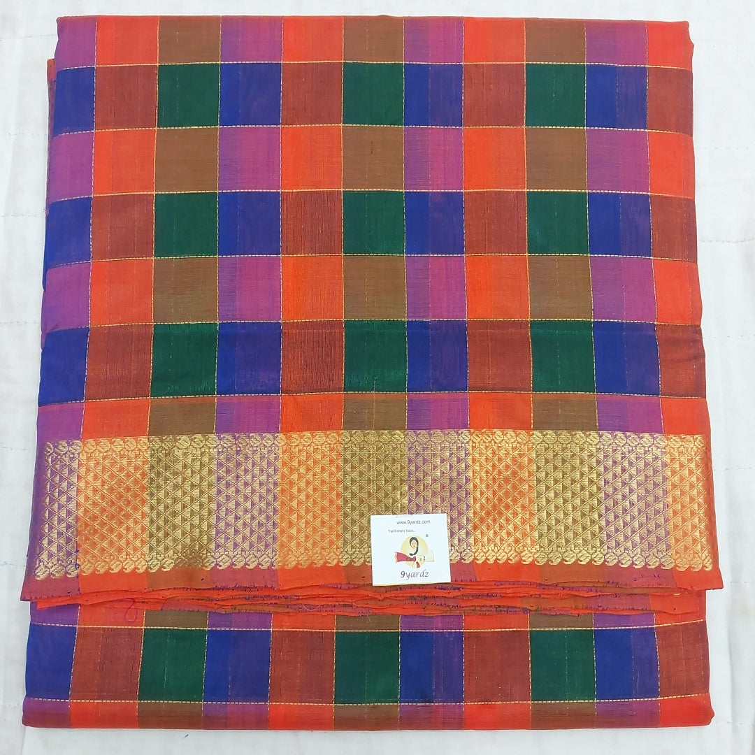 Pure silk cotton- pazhum pazhamum kattam with butta, 10yards (madisar)