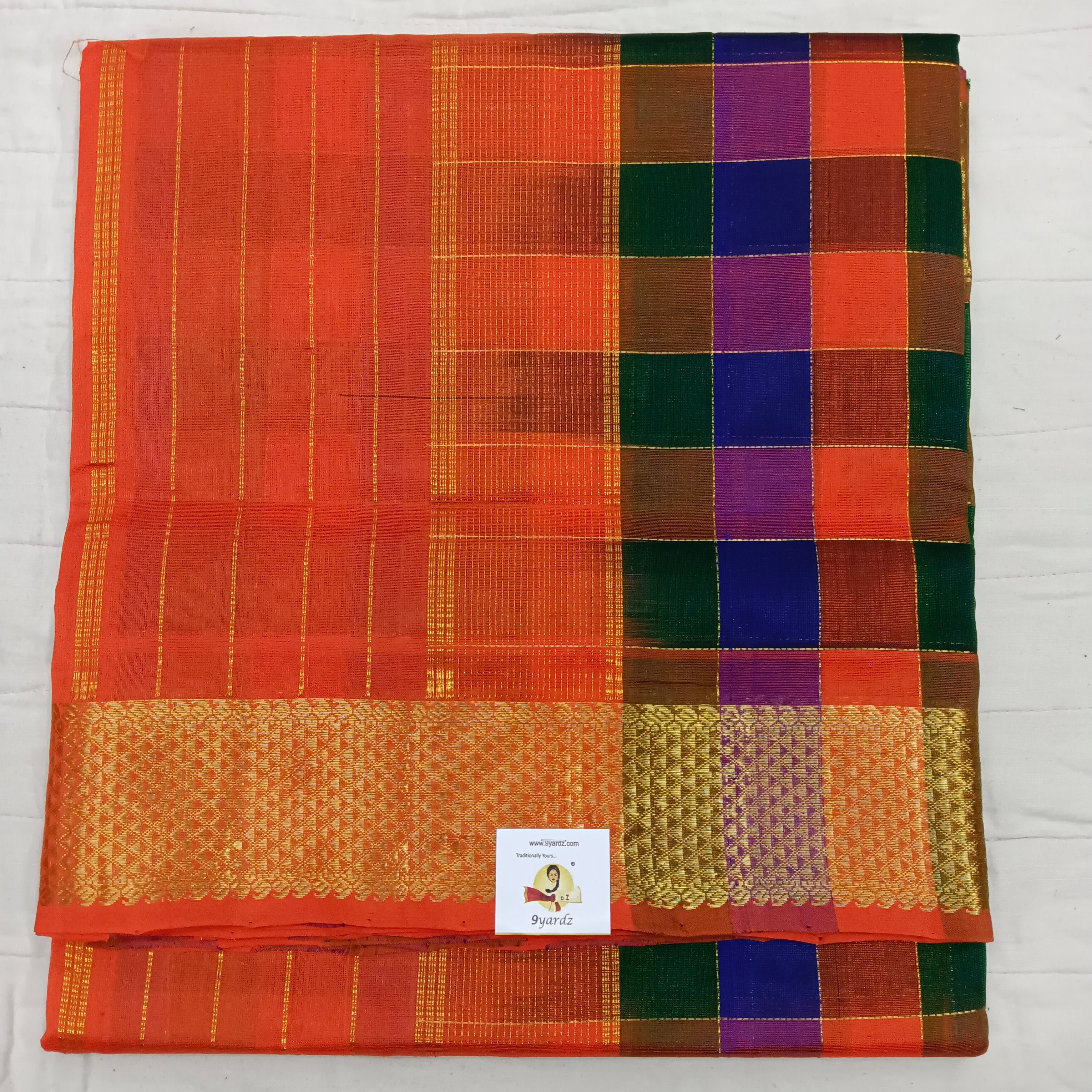 Pure silk cotton zari  Pazhum Pazhamum Check