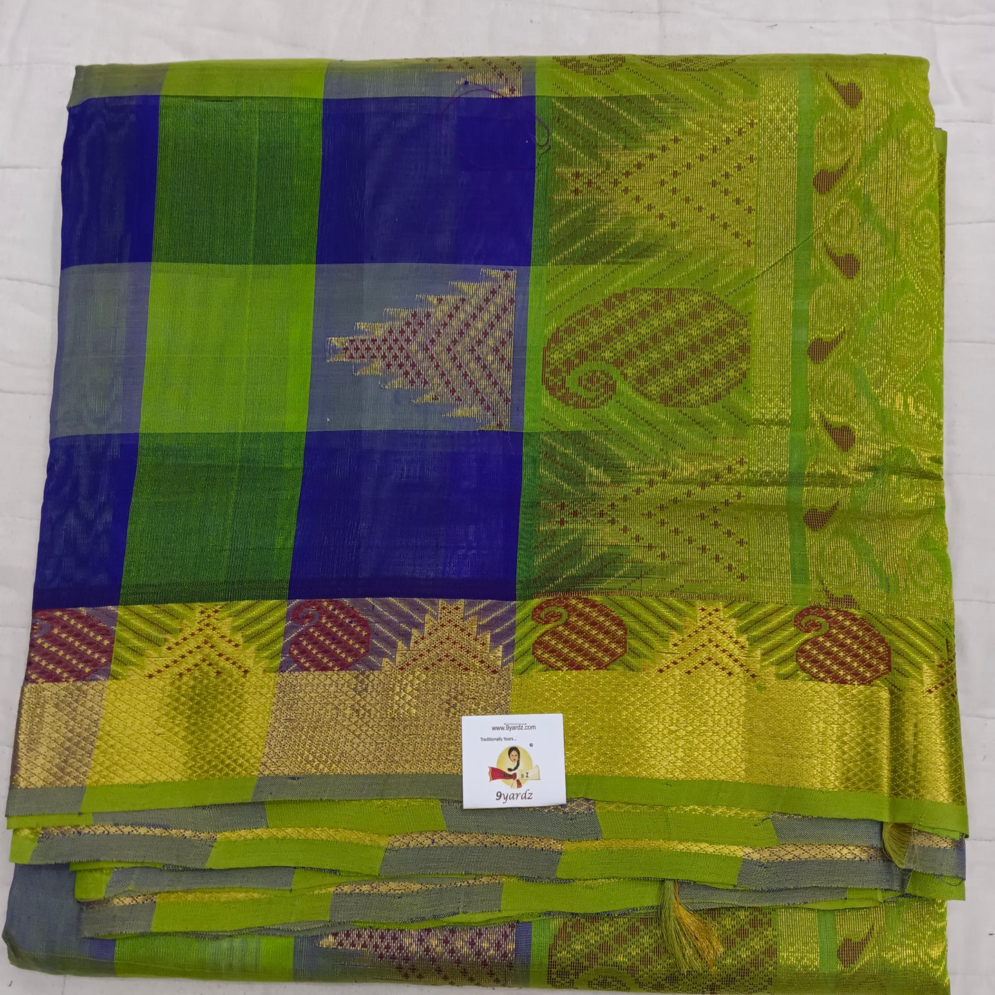 Pure silk cotton- pazhum pazhamum kattam with butta, 10yards (madisar)