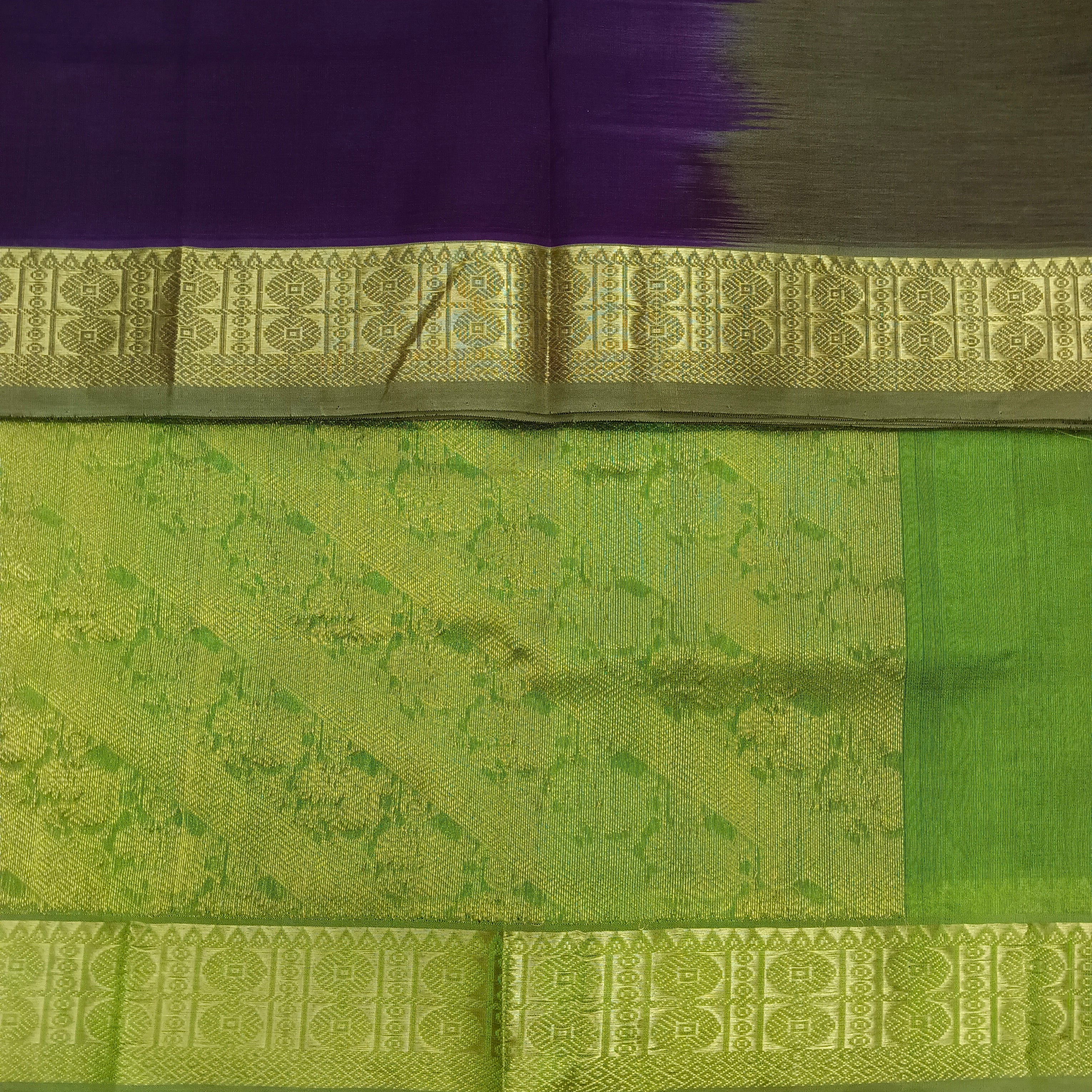 Pure silk cotton- Reverse Pallu- Semi Korvai
