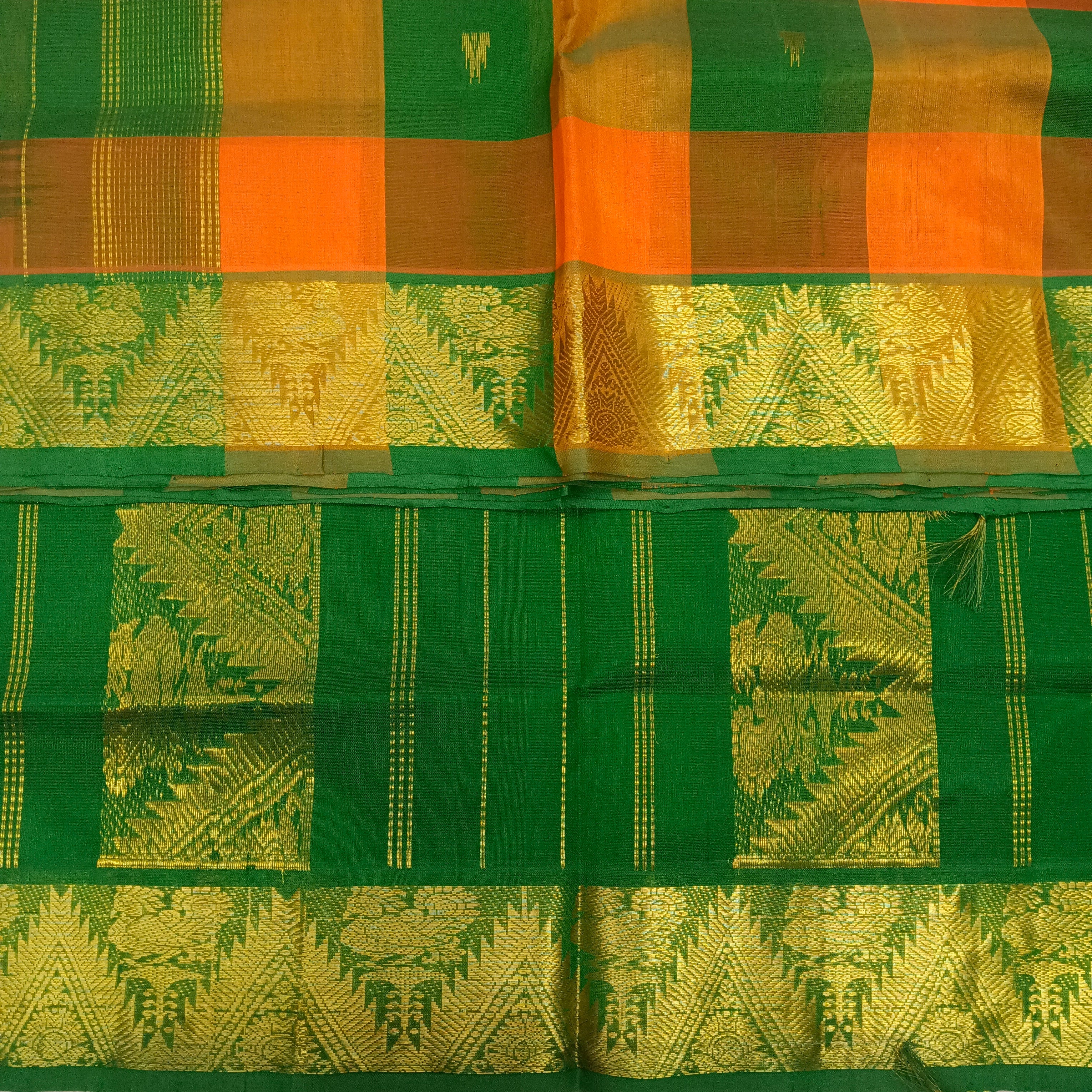 Pure silk cotton zari  Pazhum Pazhamum Check