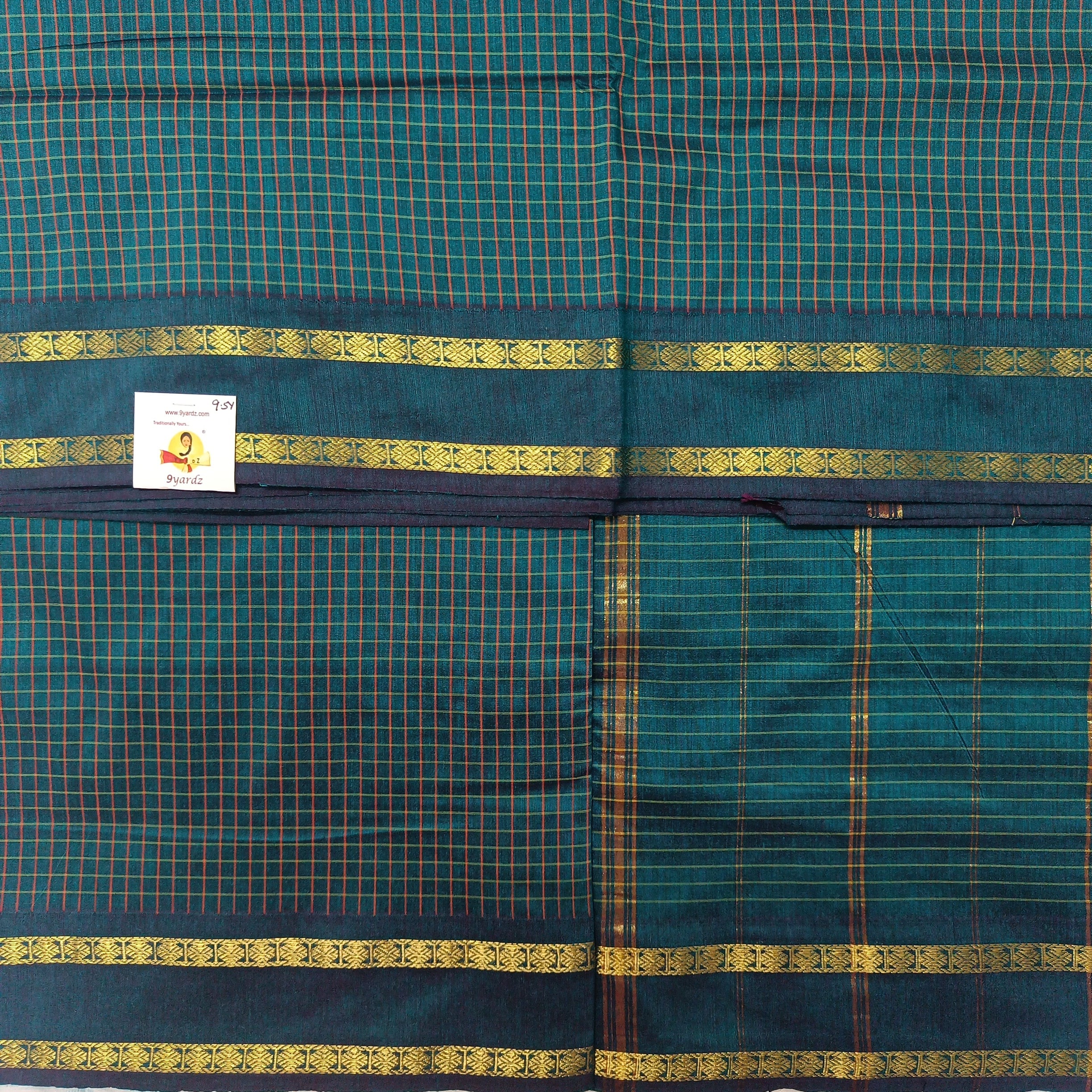 Kalyani Cotton checked madisar 9.5yardz