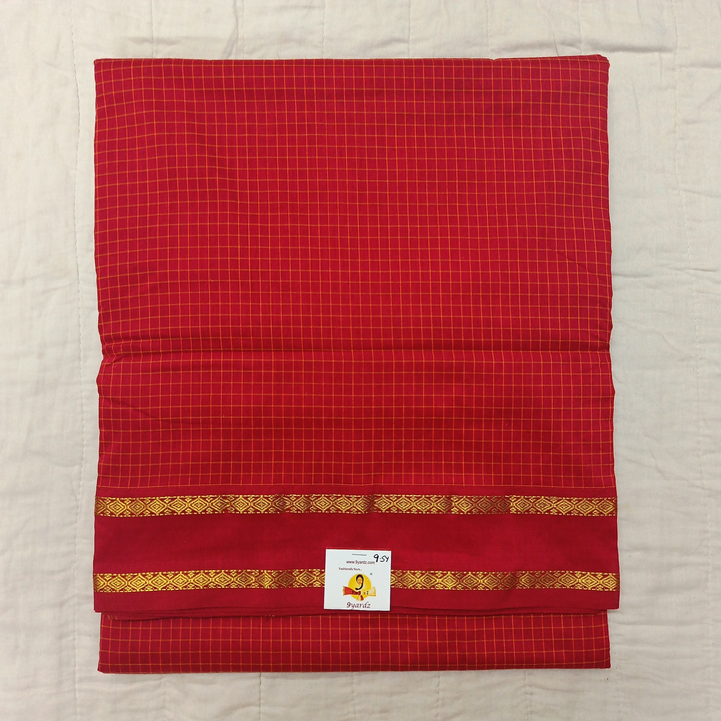 Kalyani Cotton checked madisar 9.5yardz