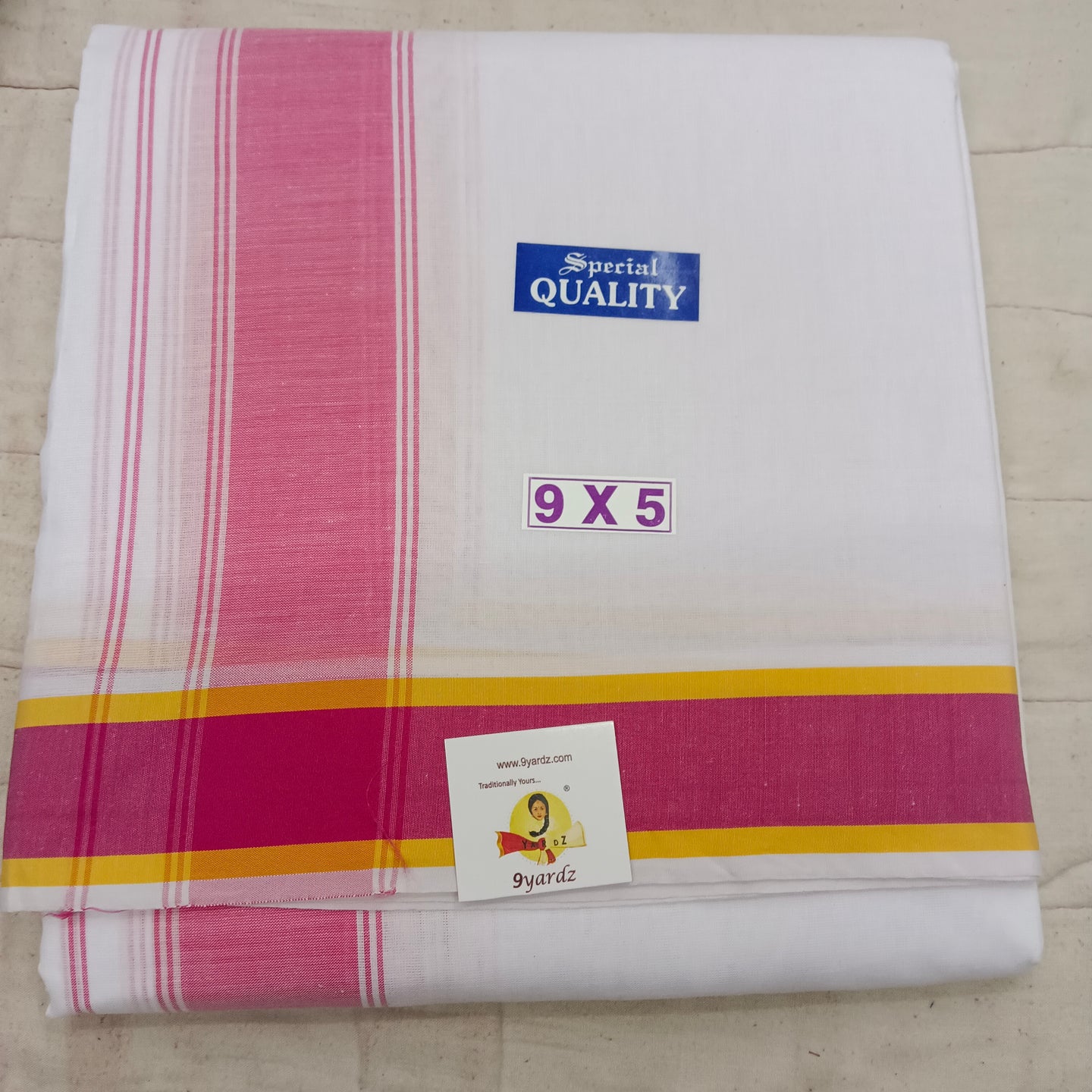 Cotton Dhothi Bleached 9*5