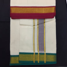 Load image into Gallery viewer, Pure cotton Muhurtham dhoti 9*5 7mayilKann