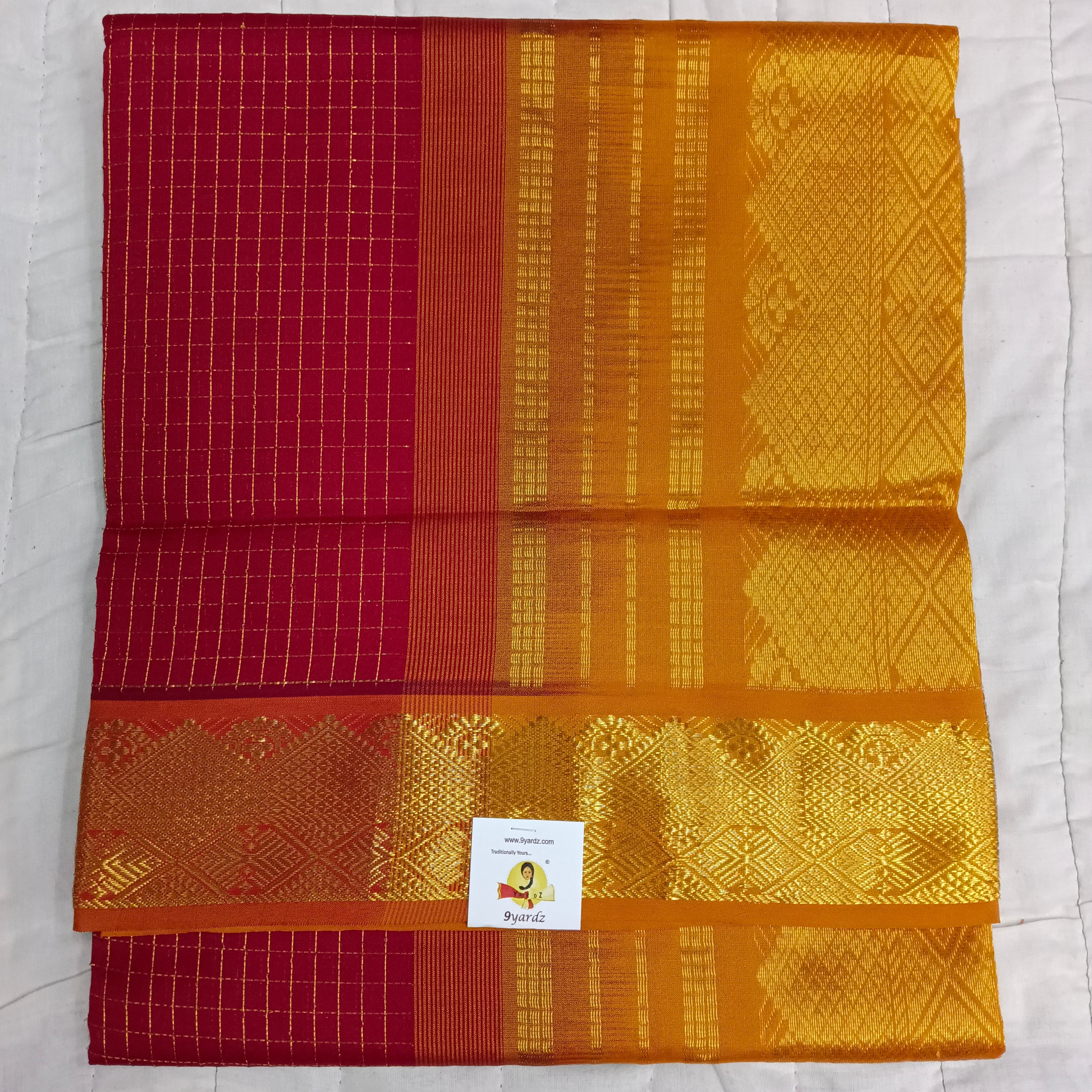 Semi silk Zari Checked 6Yards