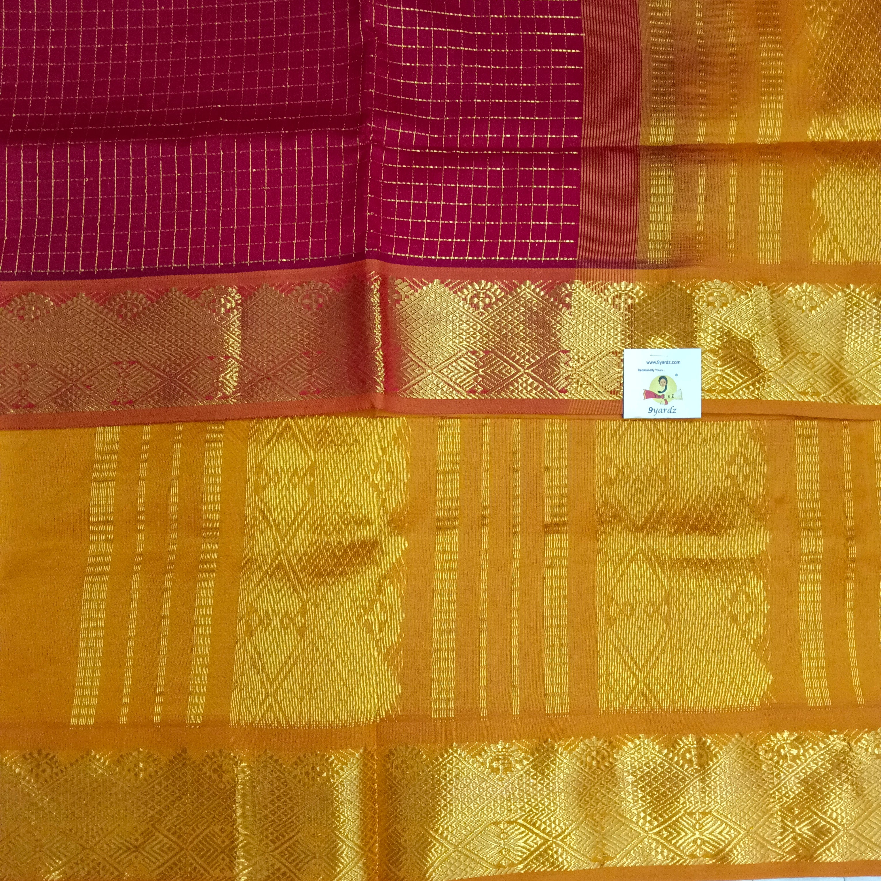 Semi silk Zari Checked 6Yards