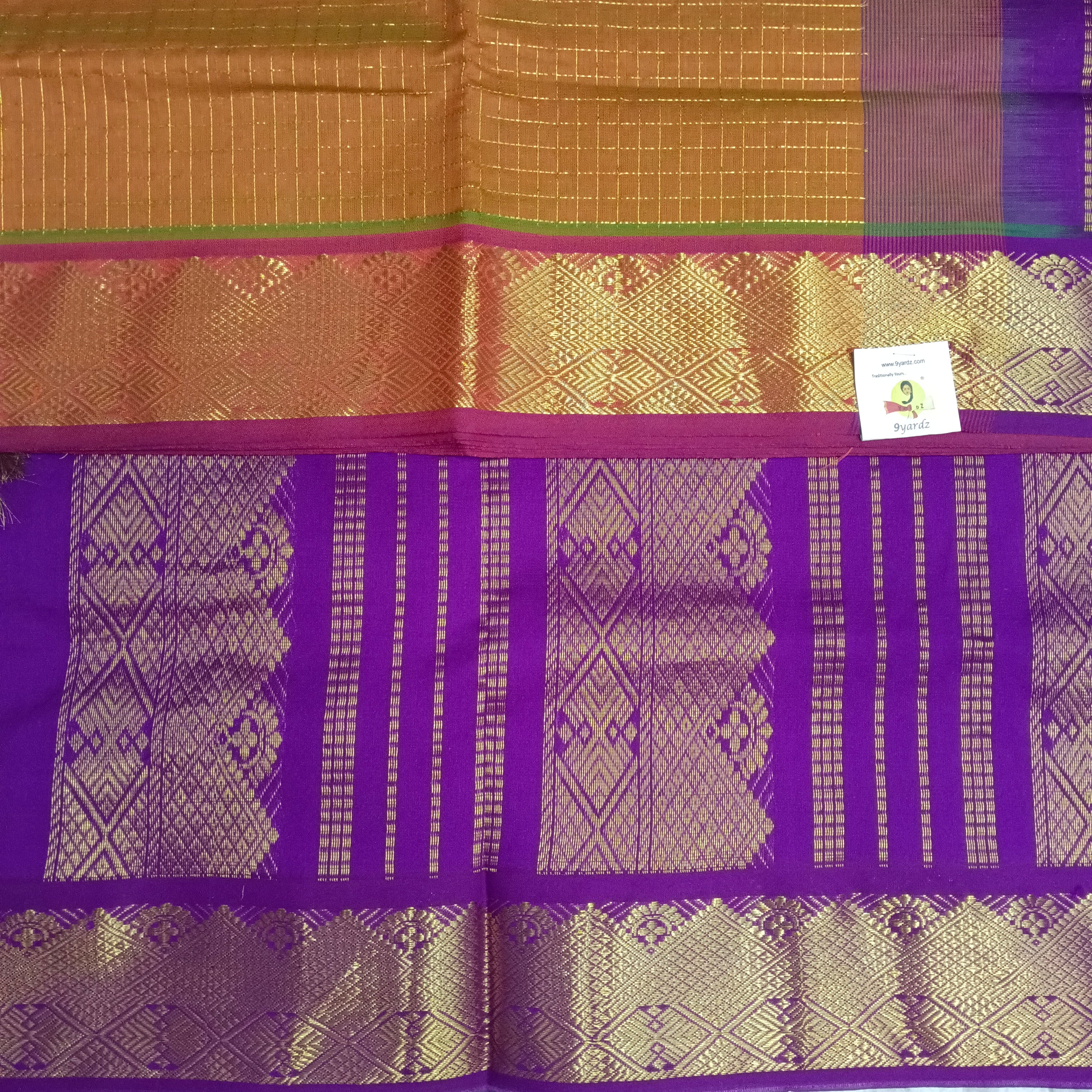 Semi silk Zari Checked 6Yards