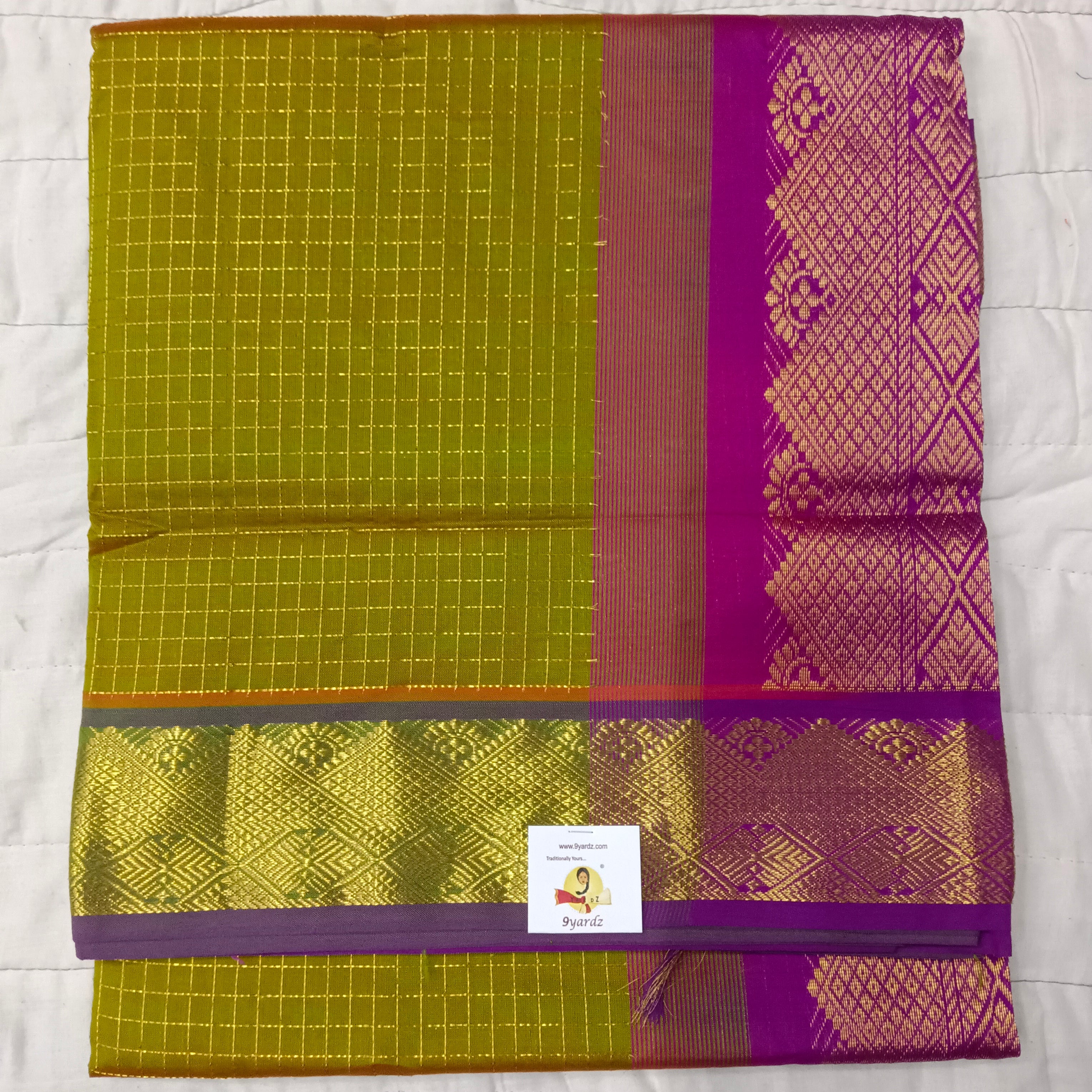 Semi silk Zari Checked 6Yards