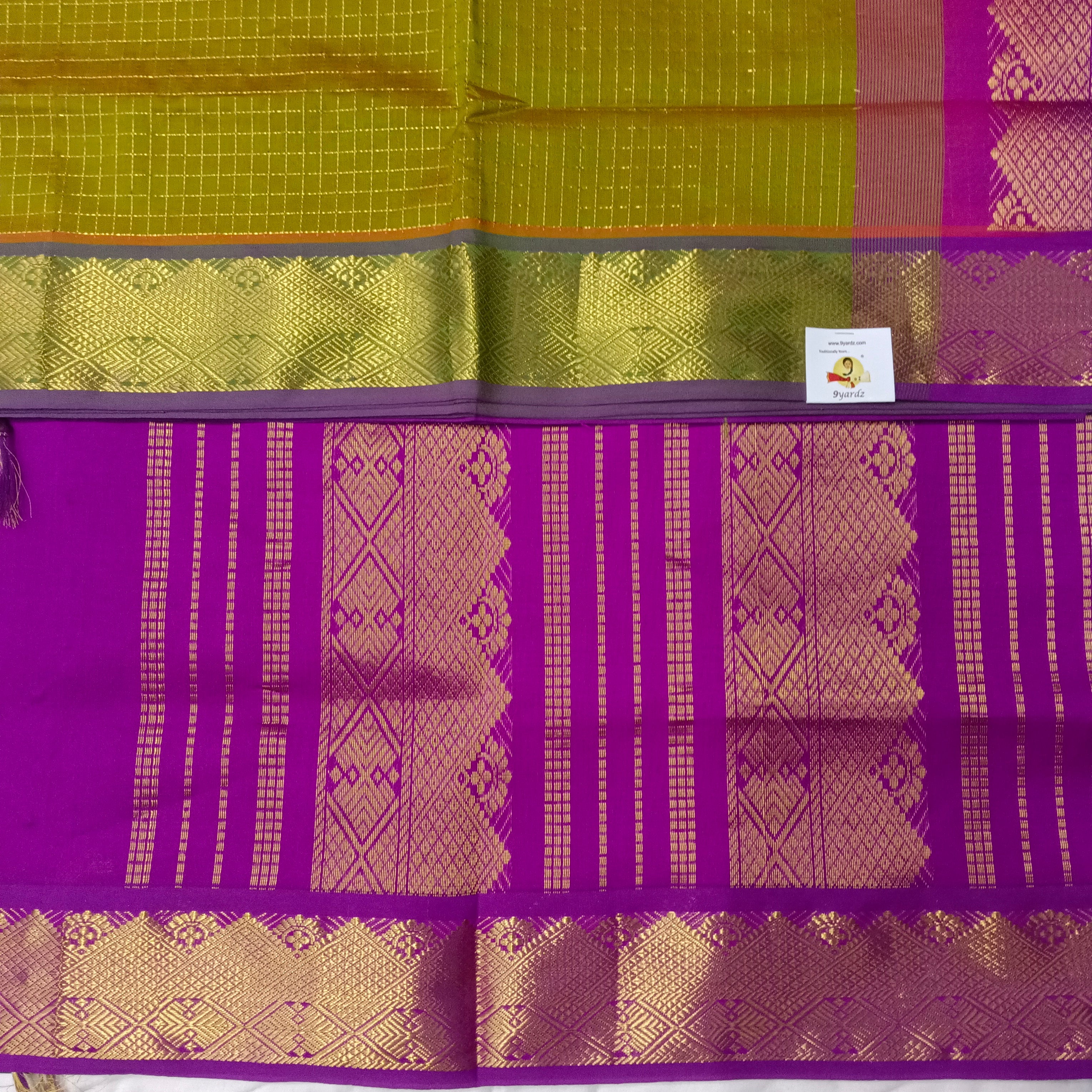 Semi silk Zari Checked 6Yards